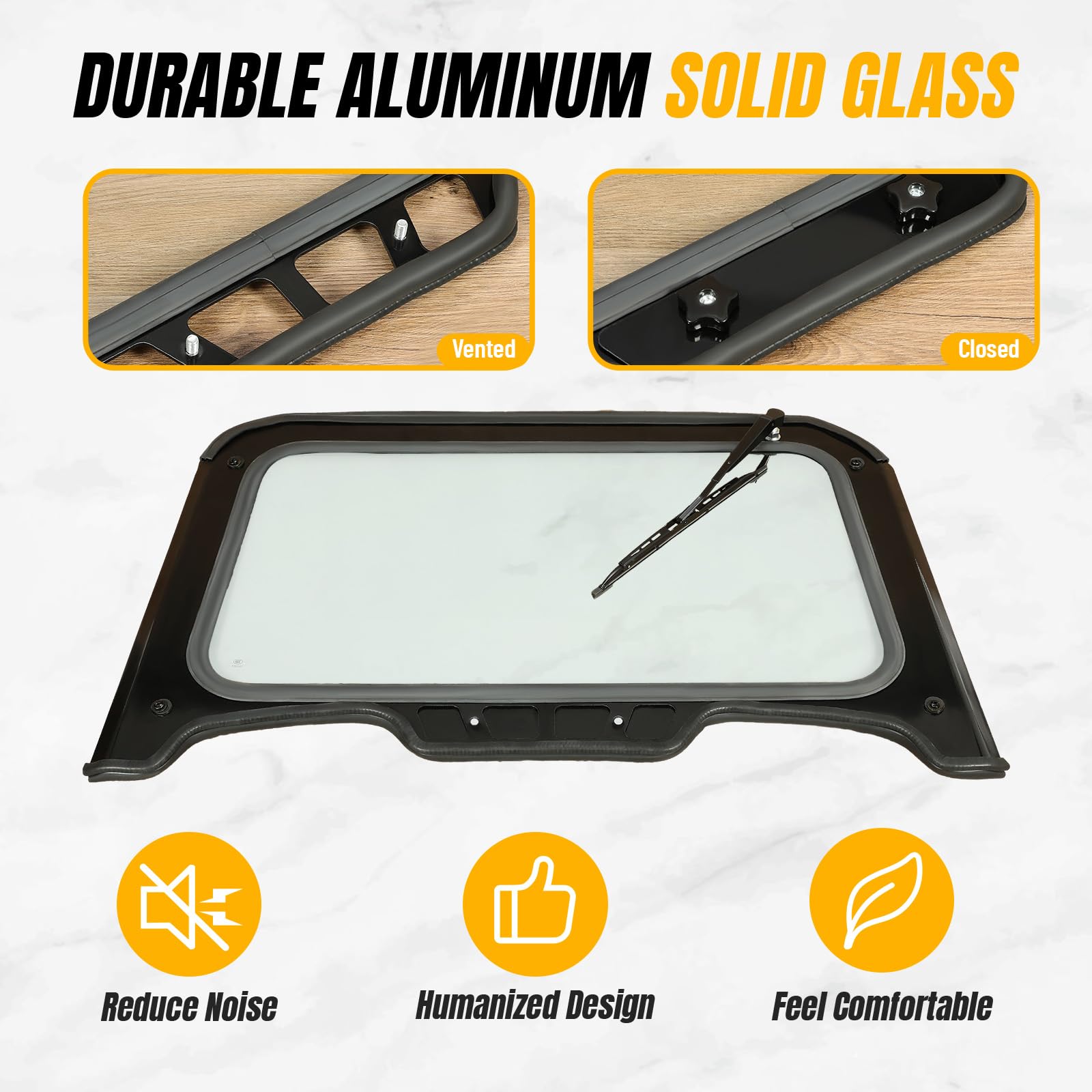 KUAFU Front Vented Glass Windshield Compatible with Polaris RZR XP 1000 RZR XP 4 1000 2019-2023 Replacement for GWS-P-RZRXP-001-