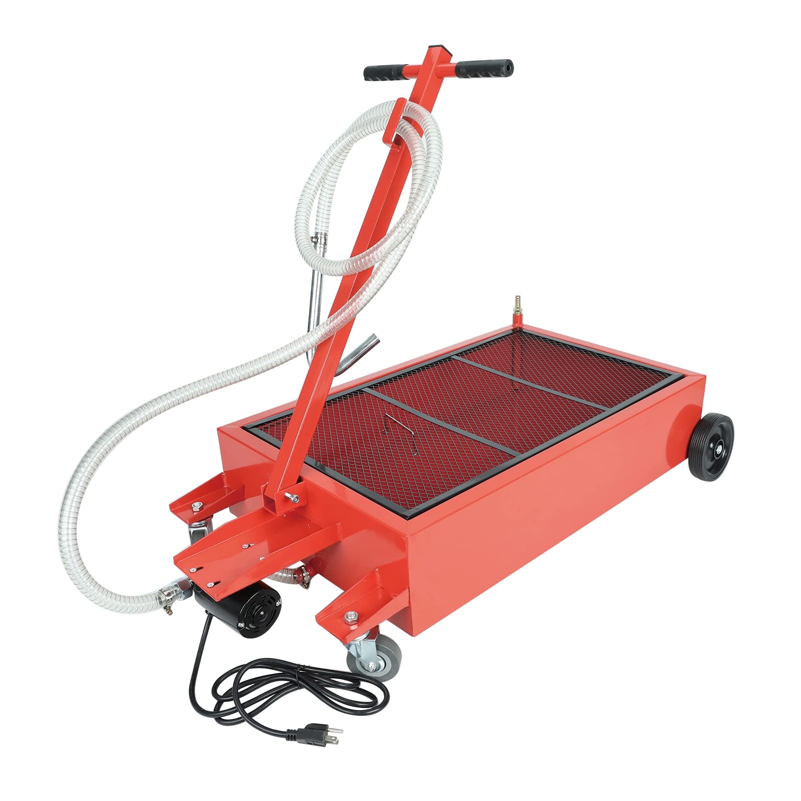 SUPERFASTRACING 17 Gallon Low Profile Roll Around Oil Drain Pan with 110V Electric Pump 8FT Hose for Trucks Cars SUVs