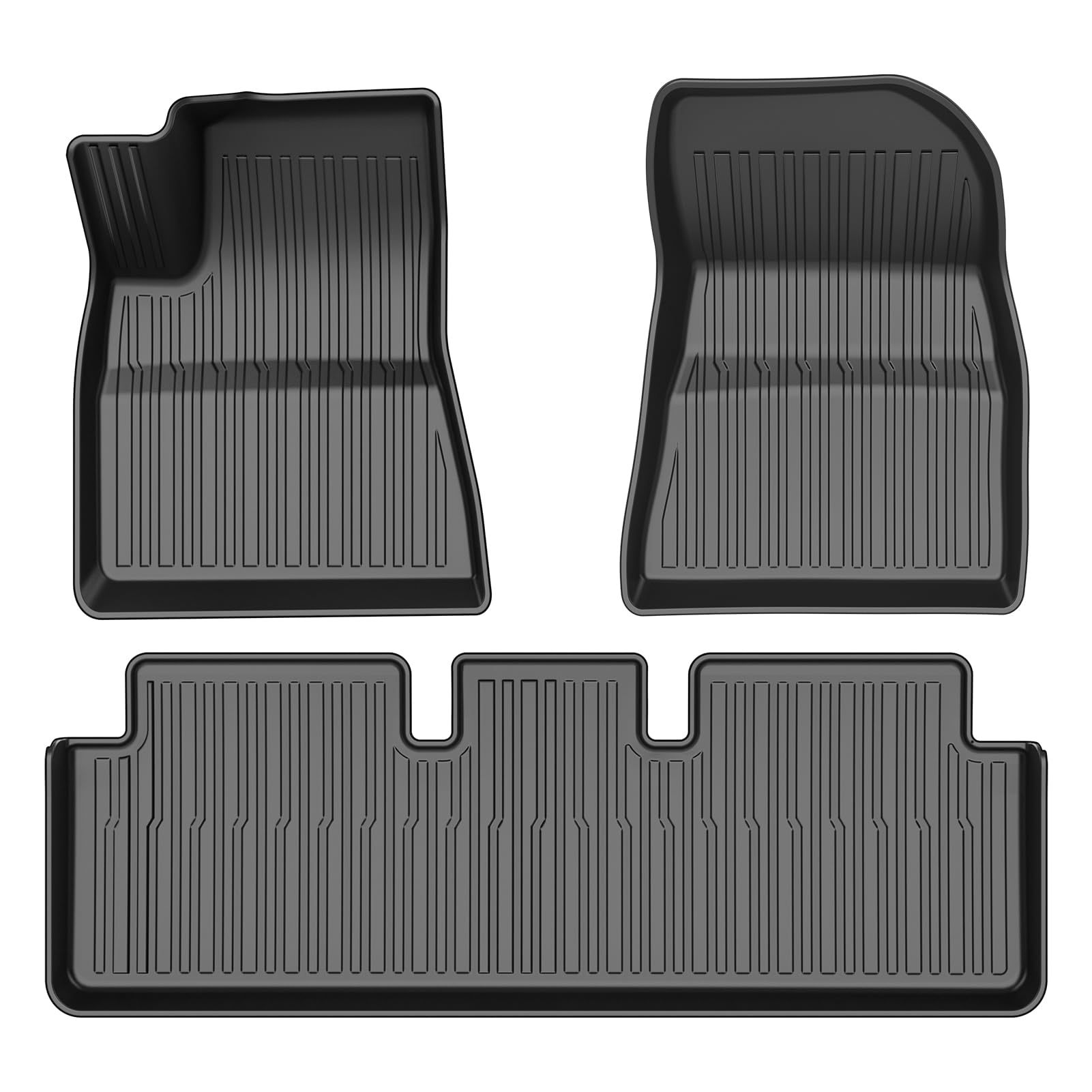 Powerty Floor Mats For 2024 2025 Tesla Model 3 Highland Accessories 1St & 2Nd Row Liner Set All Weather Tpe 3D Car Mats All-Weat