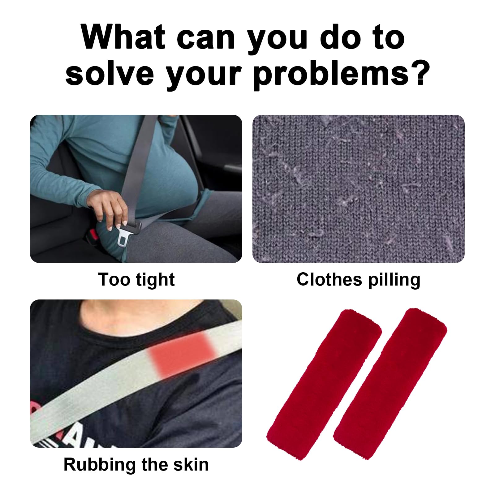 Ziciner 2 Packs Car Seatbelt Covers Shoulder Pad, Universal Soft Faux Sheepskin Shoulder Cover for Comfortable Driving, Fluffy S