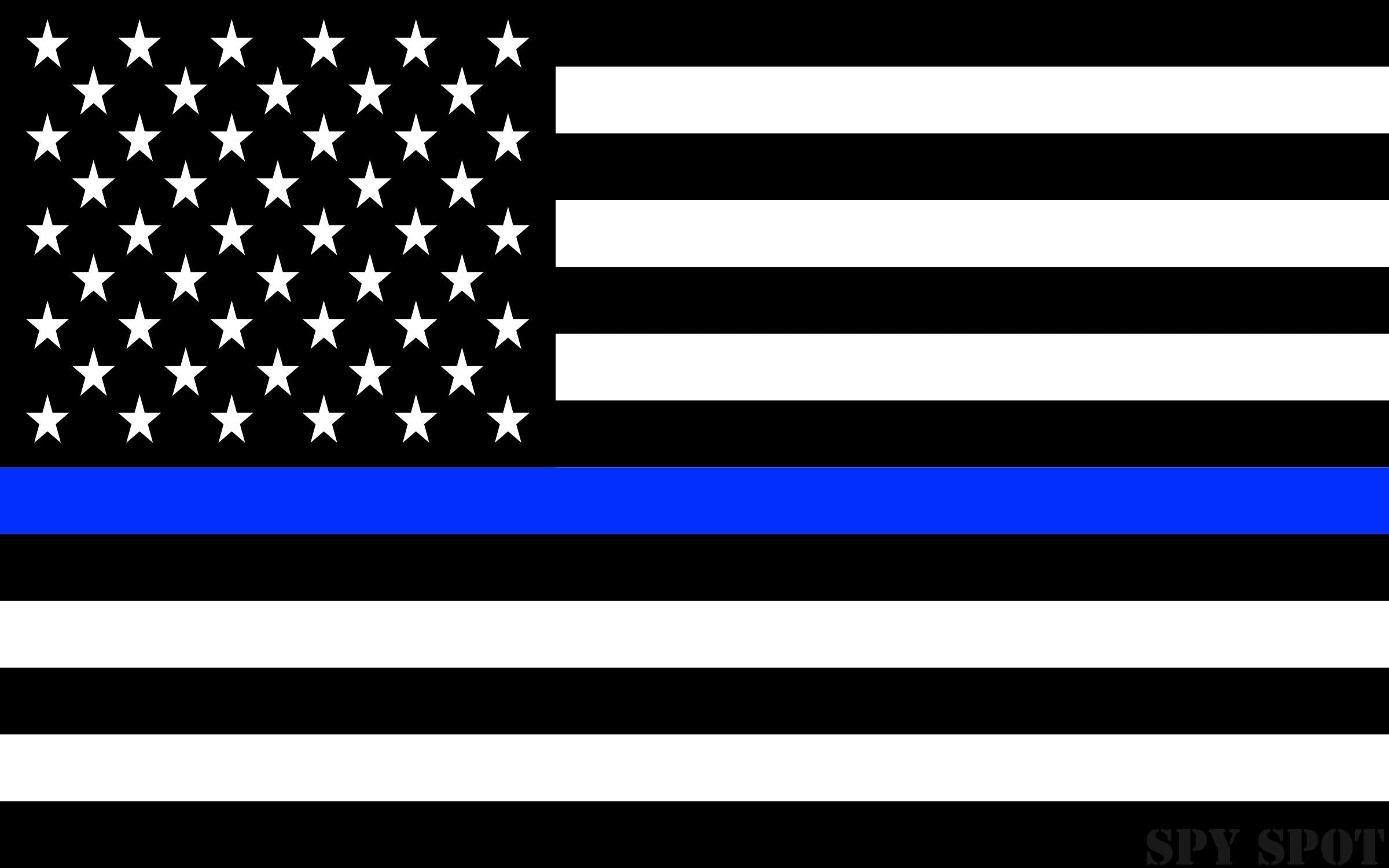 Thin Blue Line Black White And Blue Flag | Set Of 4 | 4''X 2.5'' | Decal Car Stickers American Flag Support Police And Law Enfor