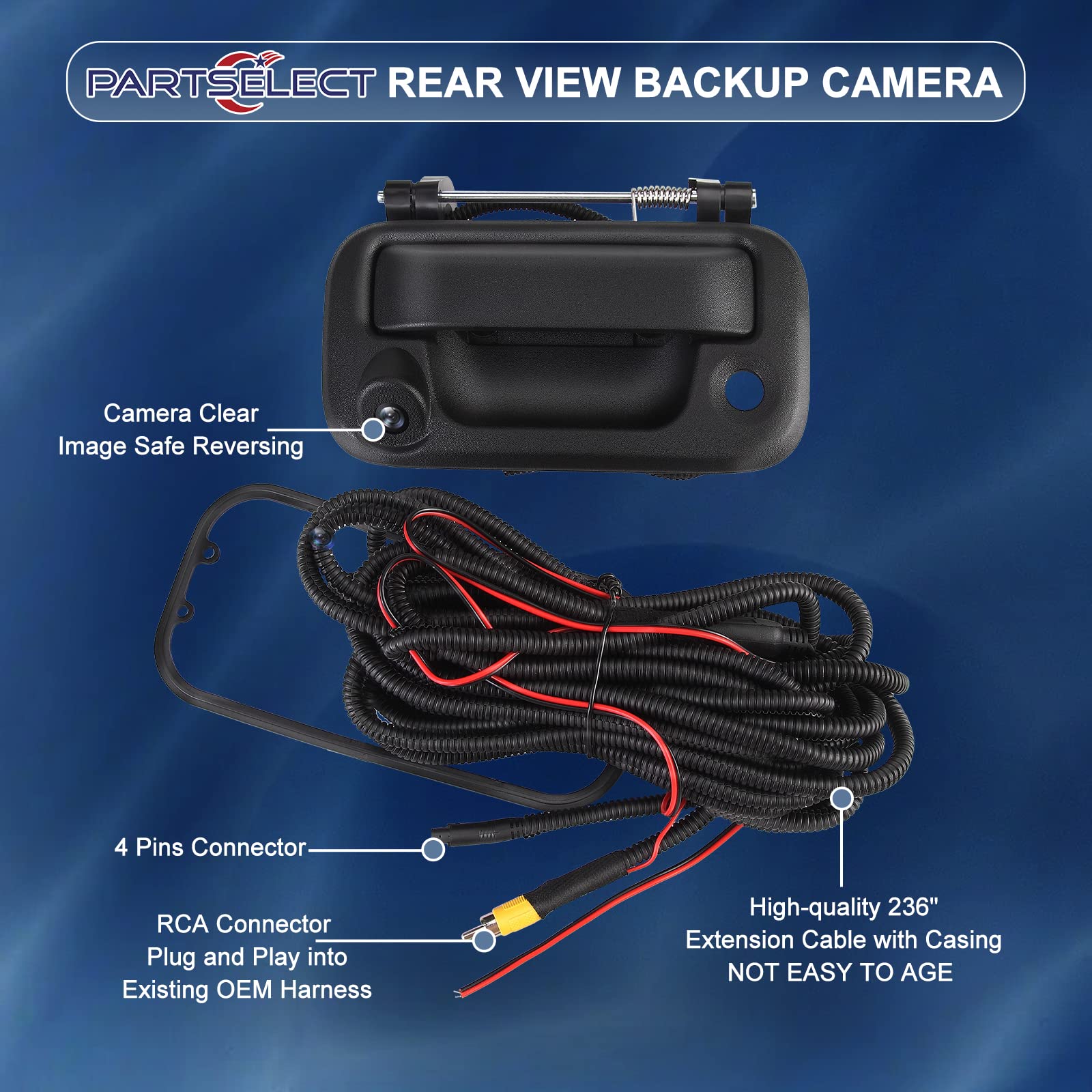 Partselect Rear Tailgate Handle Reverse View Backup Camera 8L3Z-9943400-Ac Replacement For Ford 2004-2014 F150, 2008-2016 F250 /