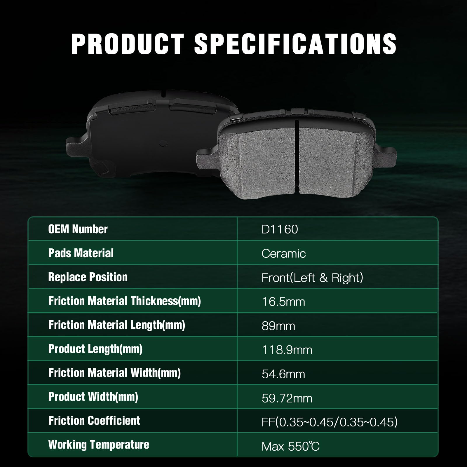 Automuto 8Pcs Front & Rear Ceramic Disc Brake Pads Set D1033 D1160 For Chevry Cobalt 08,For Chevrolet For Malibu 04-12,For Ponti