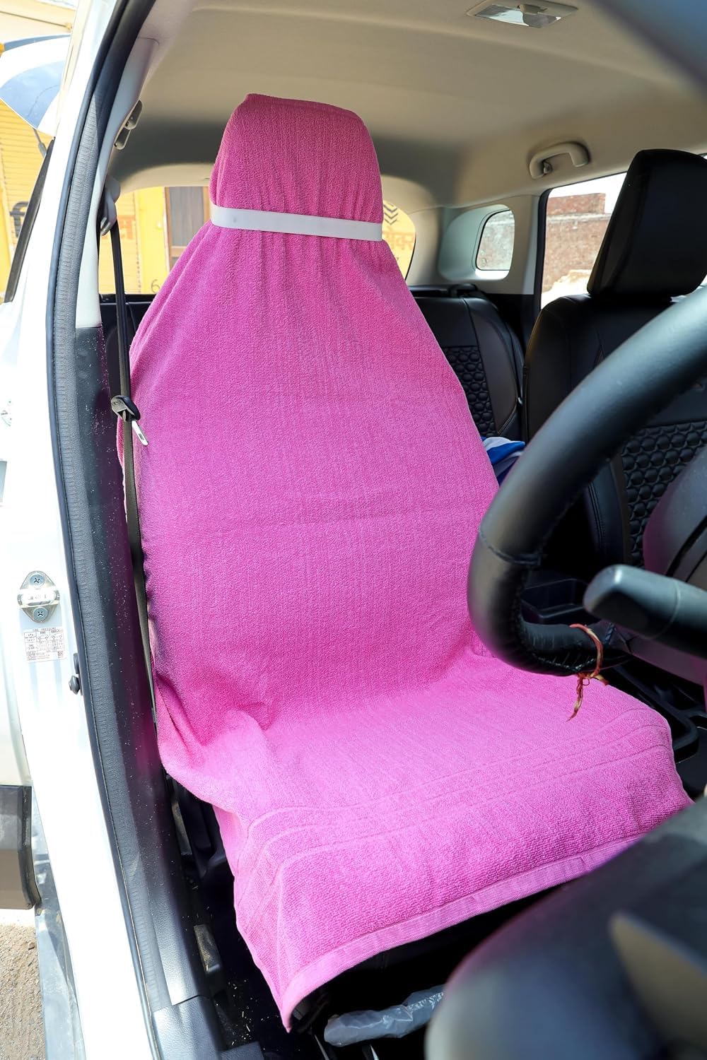 DRYHUG Car Seat Cover Towel, 100% Pure Cotton, Pink, Front Seat, Suitable for All Cars