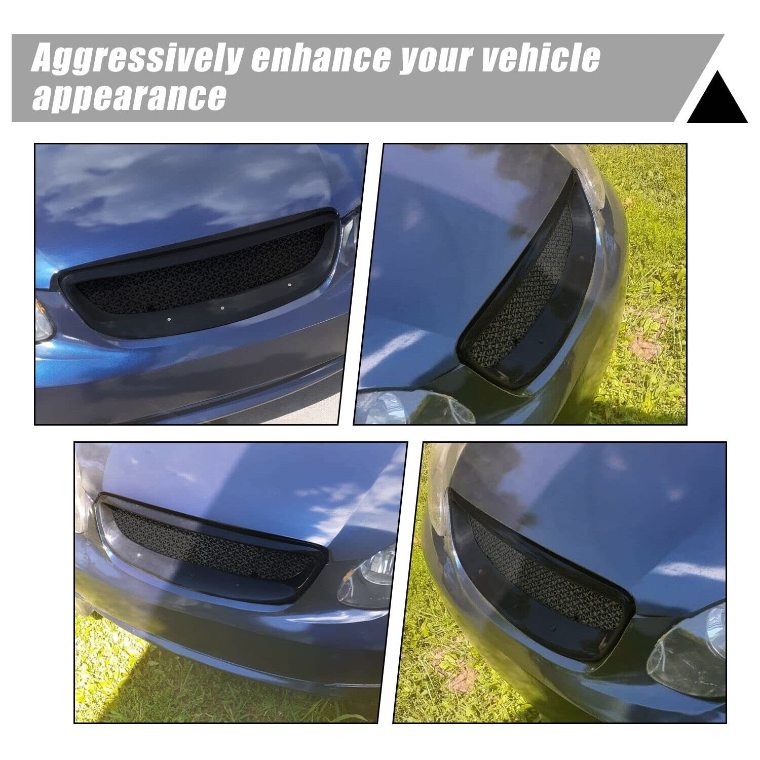 Kuafu Front Bumper Grill Compatilbe With 2003-2007 Toyota Corolla Ce/Le/S/Xrs Sedan 4-Door Front Hood Grille Black