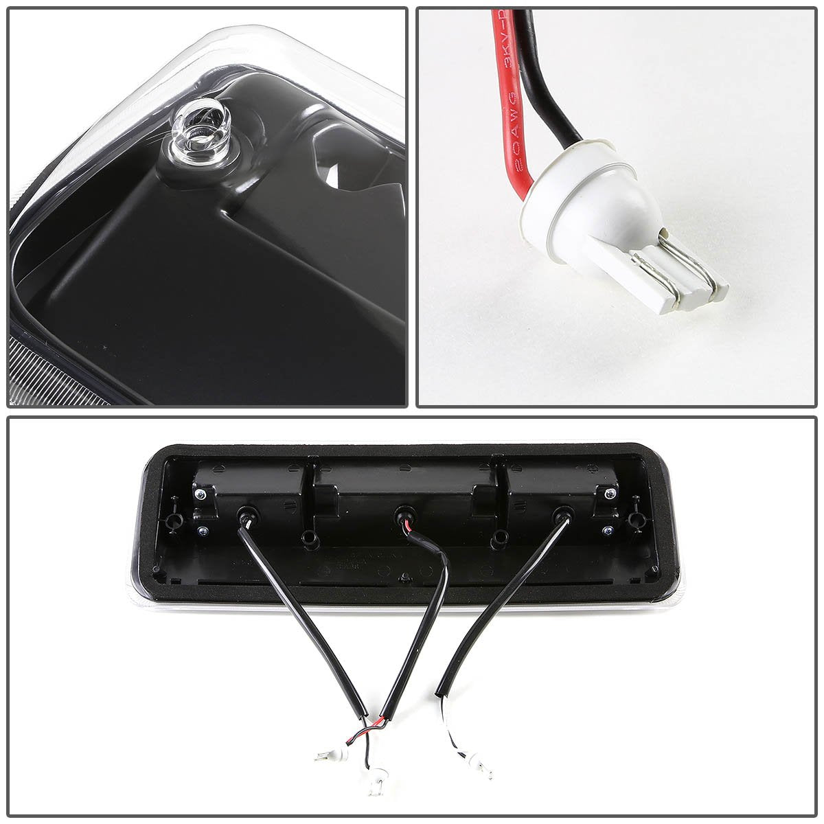 Auto Dynasty Dual Row Led 3Rd Third Tail Brake Light Cargo Lamp Compatible With Ford F150 2004-2008 Lincoln Mark Lt 2006-2008, Black Housing Clear Lens