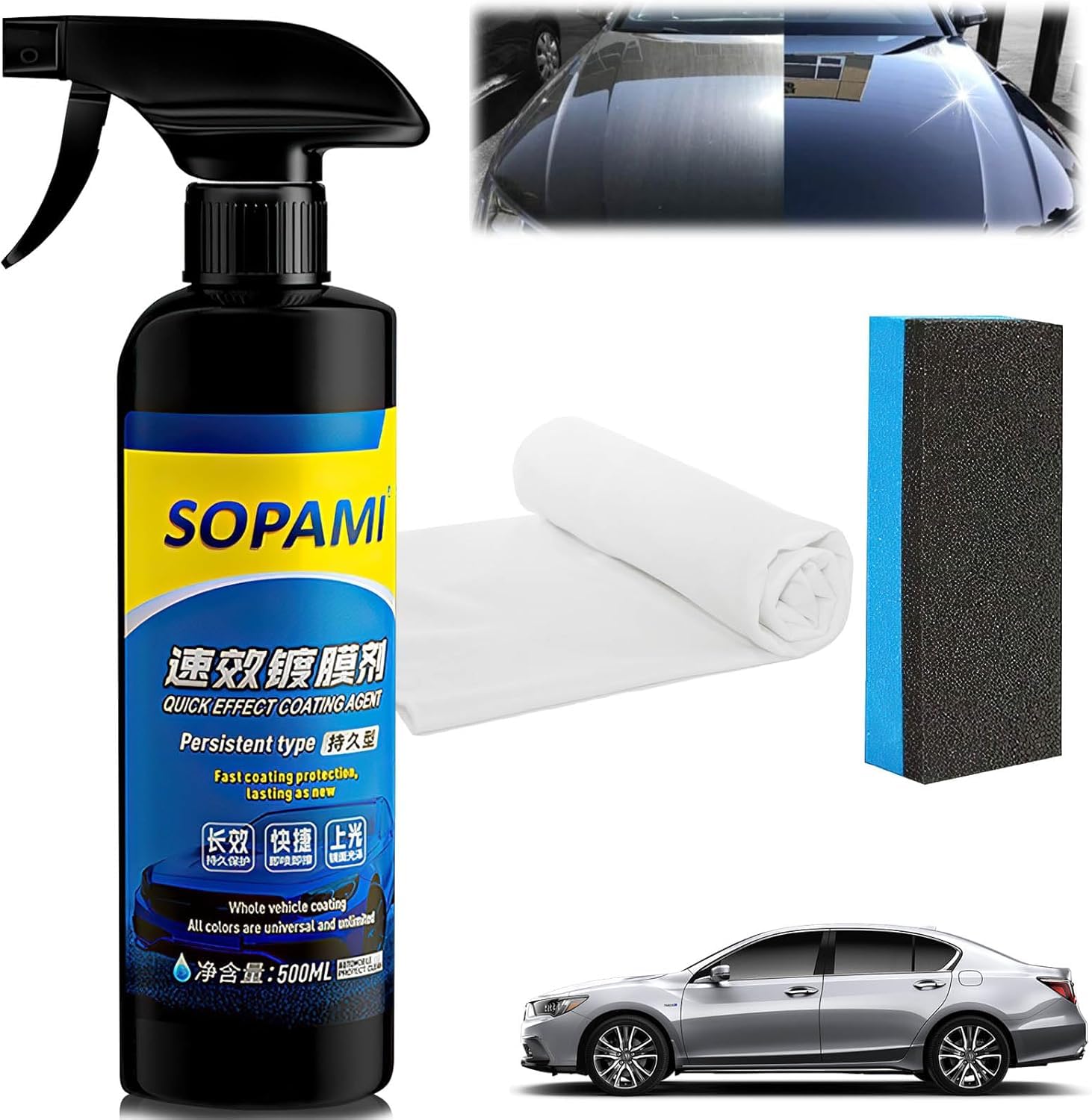 Sopami Car Coating Spray,Sopami Quick Effect Coating Agent,Sopami Quickly Coat Car Wax,Sopami Car Scratch Wax Polish Spray Water