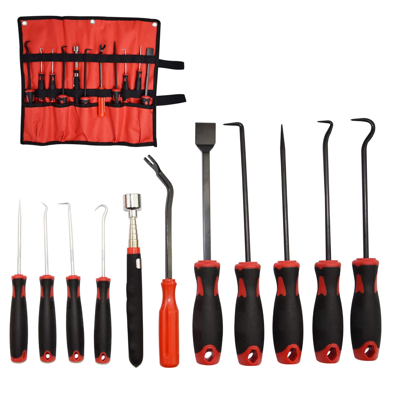 Hardk 11Pcs Hook And Pick Set Plastic Fastener Door Panel Remover Precision Scraper Gasket Scraping Hose Removal Puller Telescoping Magnetic Pick Up Tool Kit For Mechanic & Automotive & Electronic
