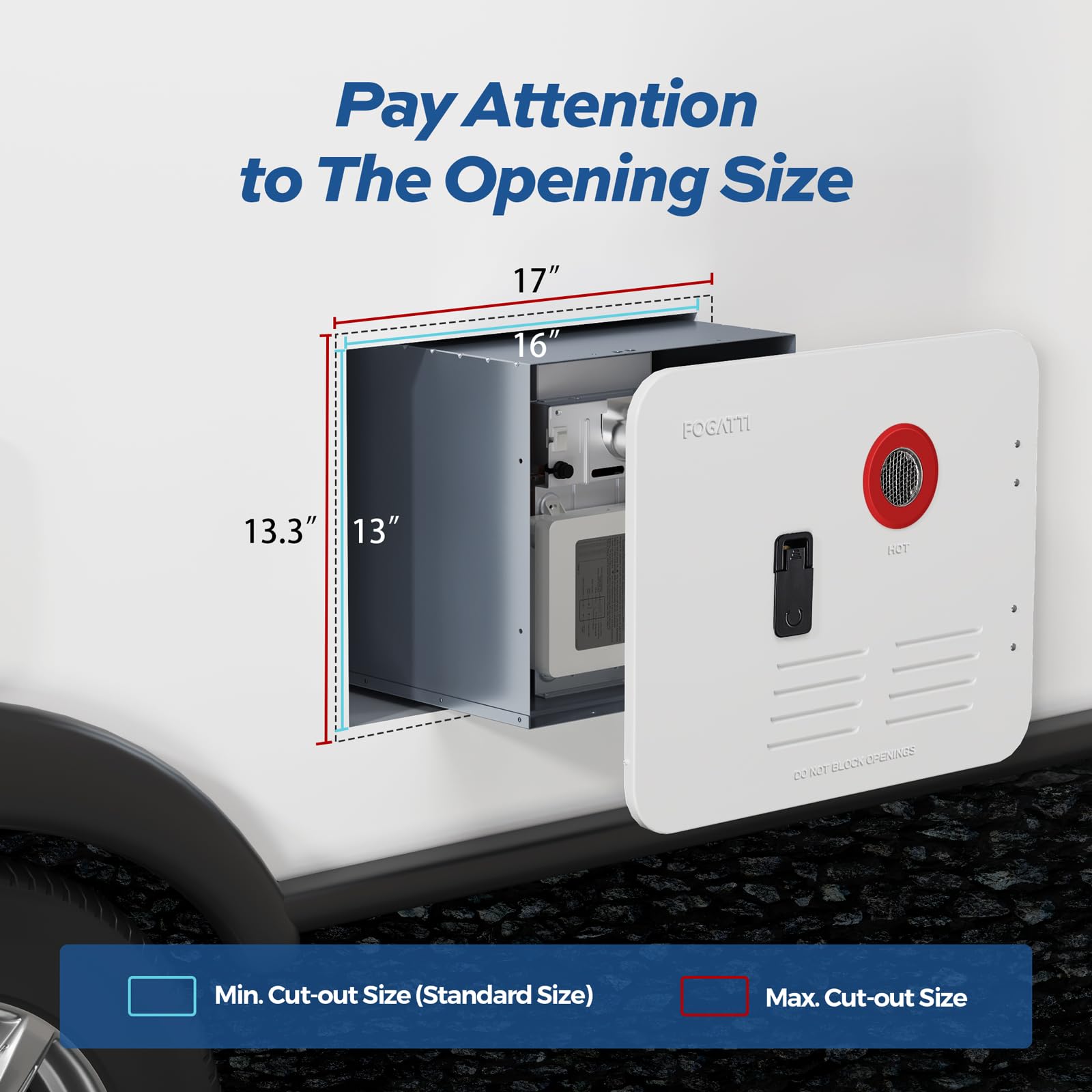 FOGATTI 15 x 18 Inches RV Water Heater White Door ONLY. Door kit for FOGATTI RV Water Heaters, Galvanized Steel