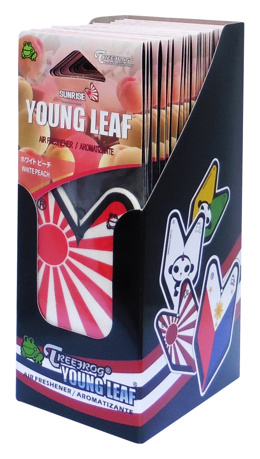 Wakaba Young Leaf YLWP93 Japan Tree Frog Peach Scents JDM Air Freshener, White, 1 Box, 24 Piece