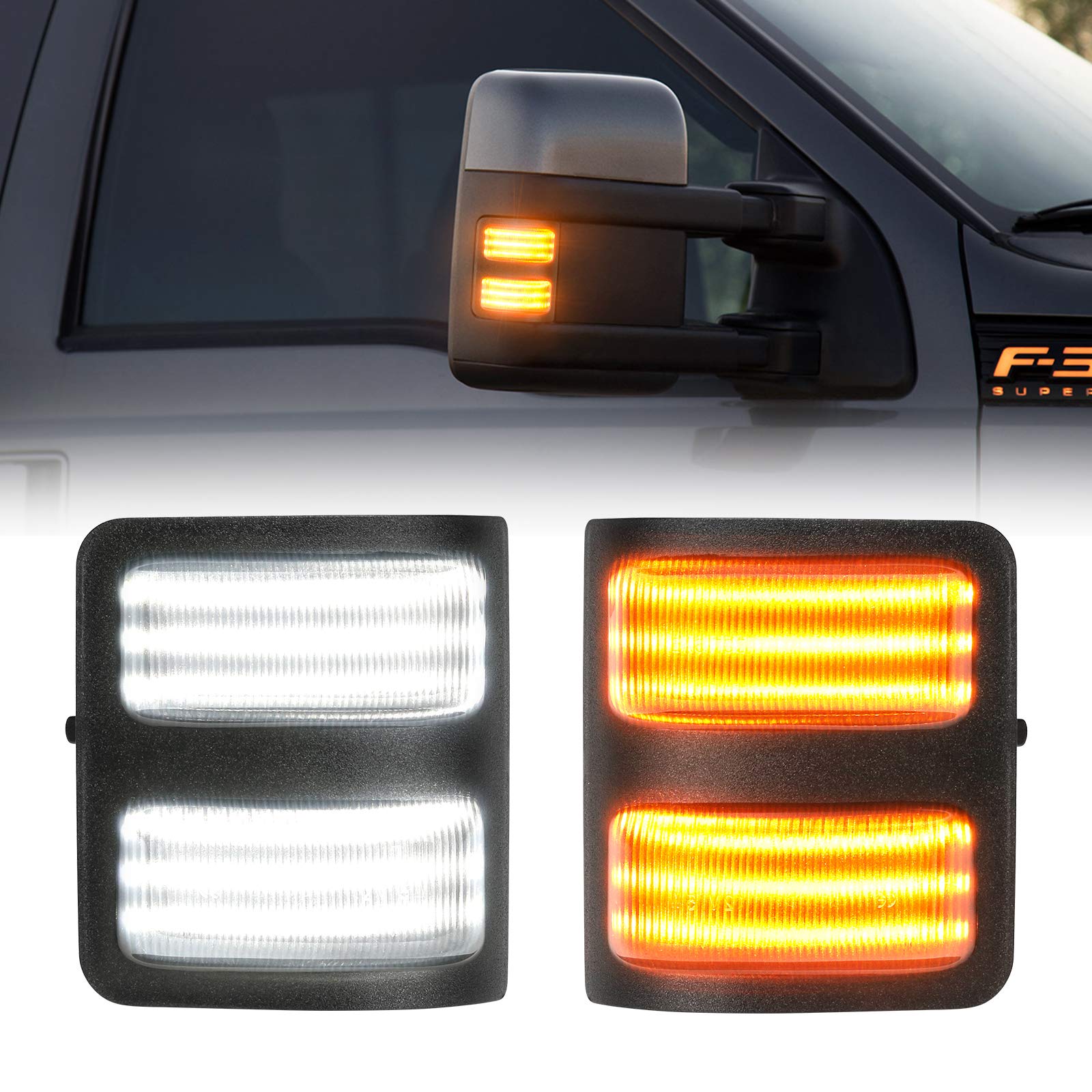 SUPAREE LED Sequential Switchback Side Mirror Marker Running & Turn Signal Light For 2008-2016 F250 F350 F450 F550 Super Duty Ru