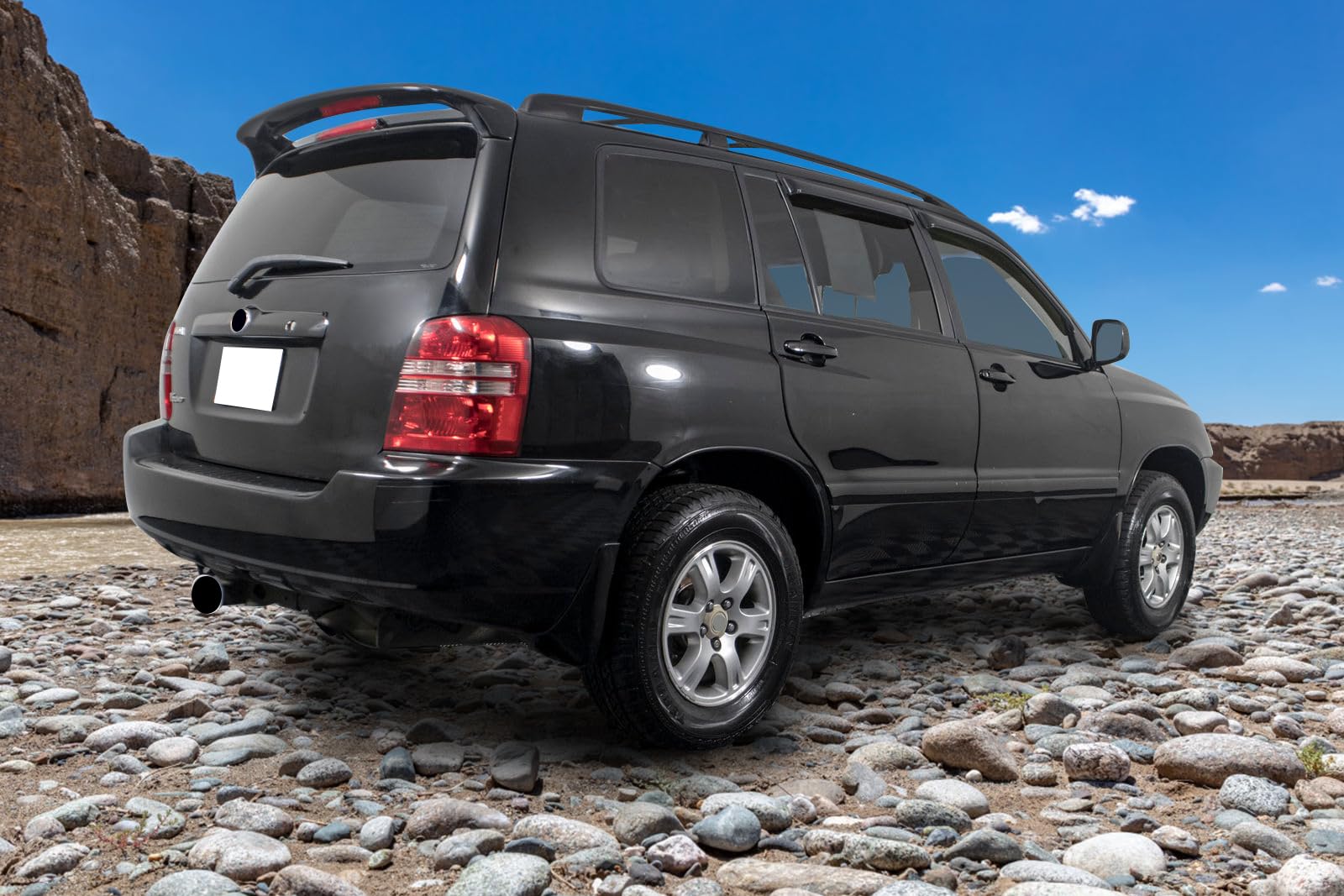 Window Visor Compatible with 2001-2007 Toyota Highlander, Slim Style Dark Smoke Tint Acrylic Shade Rain Sun Guard Wind Vent Air