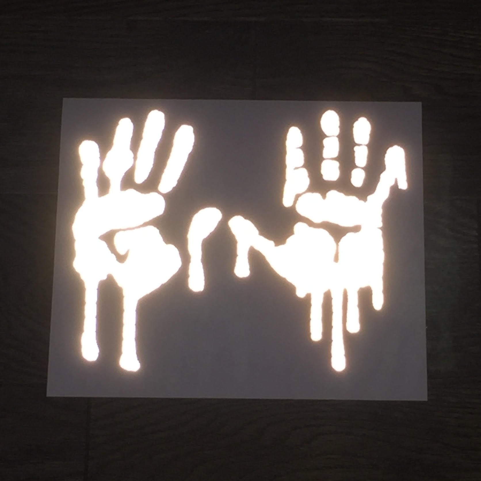 Customtaylor33 High Intensity Grade Reflective Bloody/Dripping Hands Decals For Helmets, Windscreens, Rear Windows, Bumper Stick