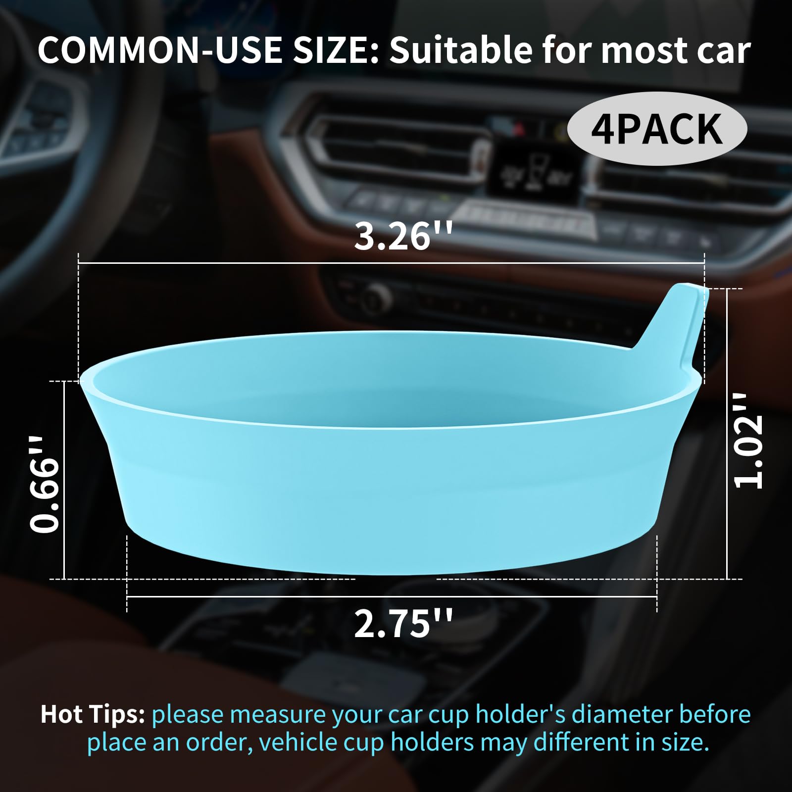 Me.Fan Car Cup Holder Coasters [4 Pack] Silicone Cups Mats, Automotive Universal Non-Slip Recessed Interior Accessories Sky Blue