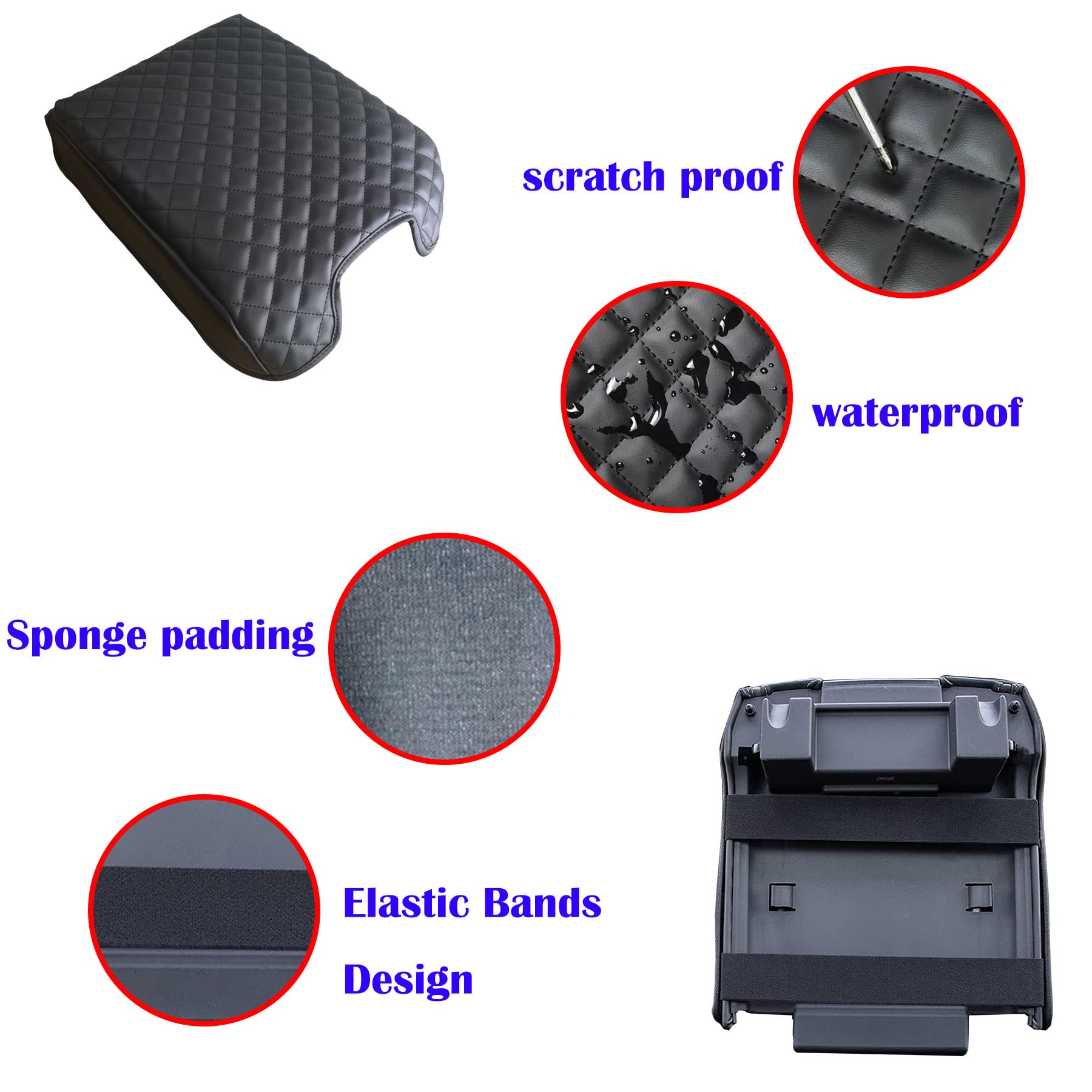 Zxiaochun Center Console Cover For Ford F150 2015-2020 / F250 F350 F450 2017-2022 And Expedition 2018-2024 Leather Arm Rest Box Lid Middle Console Cover Armrest Box Protective Cover(Bucket Seat Only)