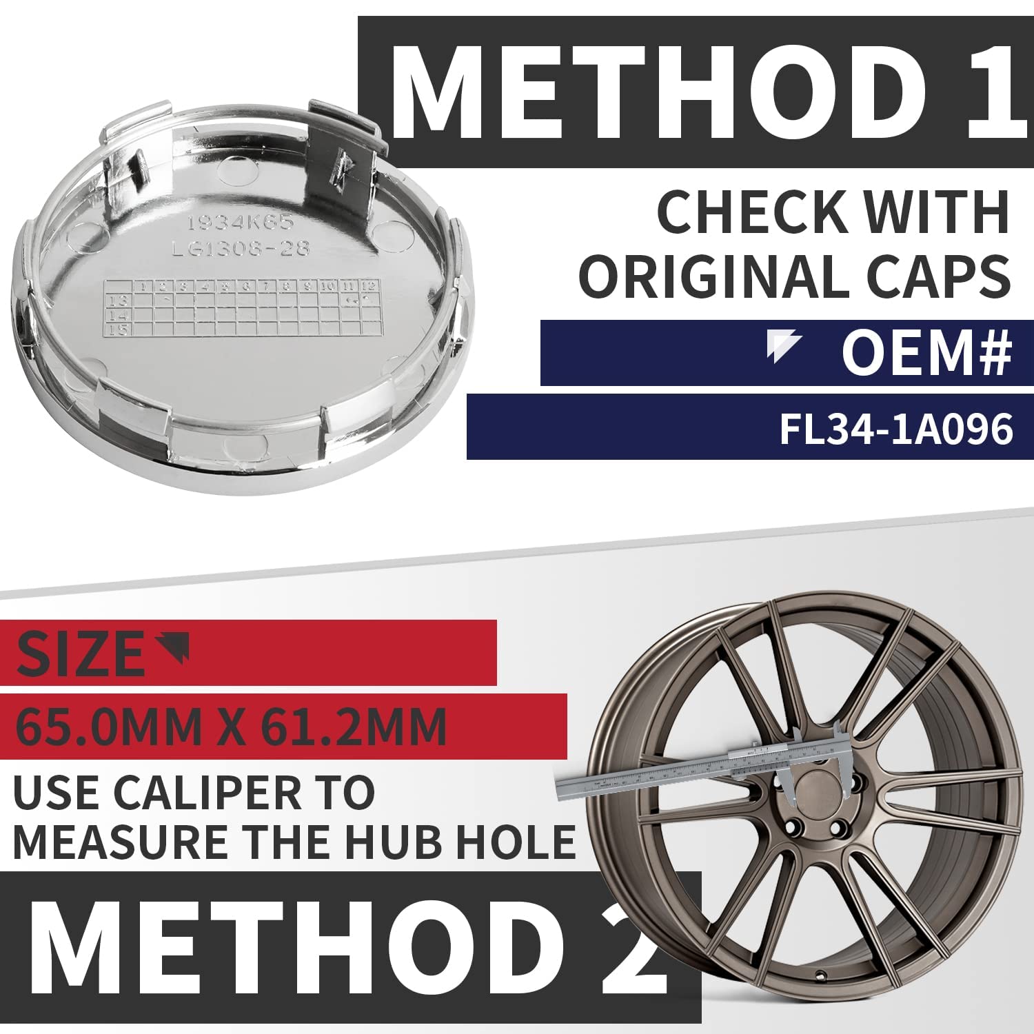 Kitspro 2.6Inch 65Mm Wheel Center Caps For Ford Expedition Explorer Ranger F150 Rim Hub Caps Fl34 1A096, Pack Of 4 (Chrome, Oute