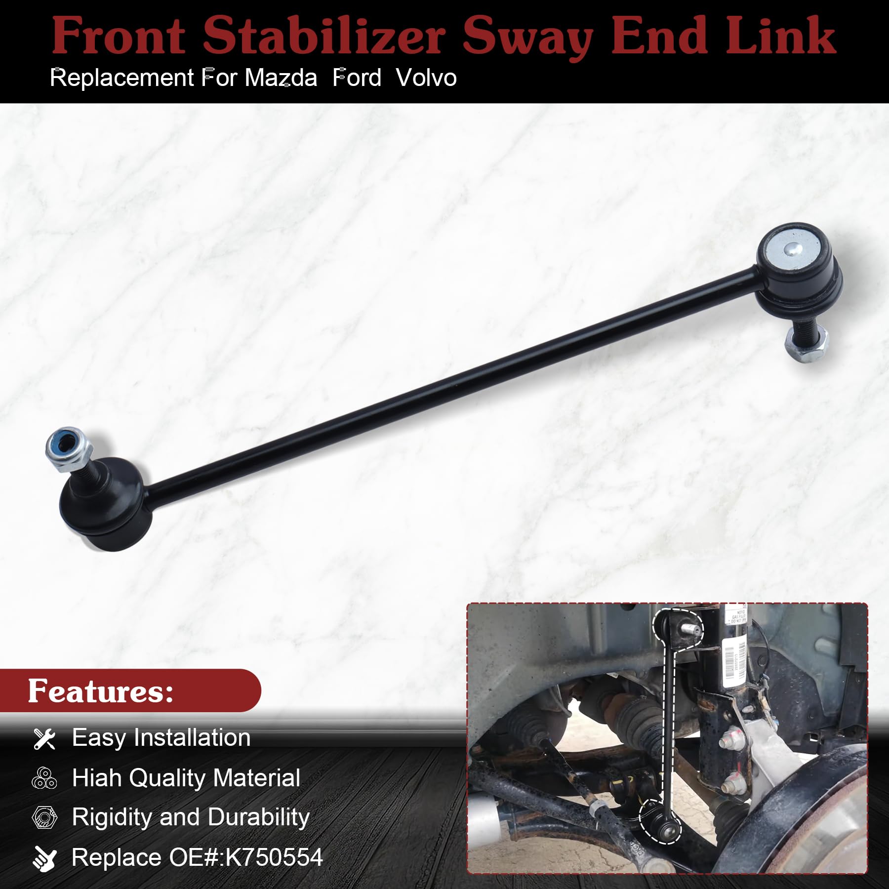 Stiueoav K750554 Sway Bar Link - Front Stabilizer End Link Compatible With 2010-2013 Mazda 3?2012-2018 Ford Focus?2007-2014 Volv