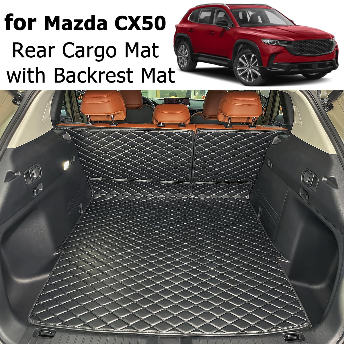 7Deekei For 2023-2024 Mazda Cx-50 Cx50 Trunk Mat And Rear Backrest Mat Cargo Liners All Weather Anti-Slip