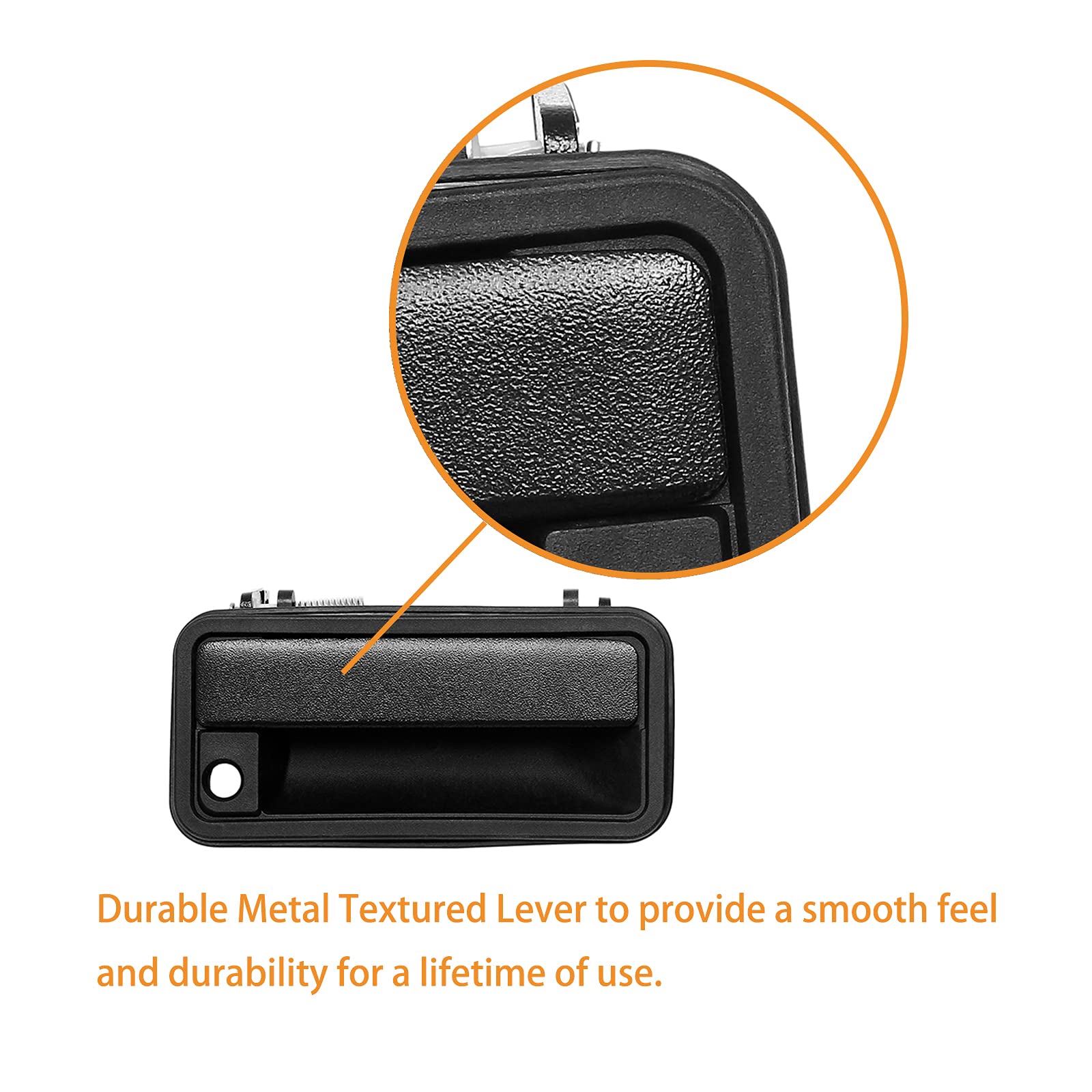 Exterior Door Handle, Front Right Passenger Side, Metal Lever Plastic Bezel, Compatible With 1988-2001 Chevy Gmc K1500 K2500 K3500, C1500 C2500 C3500 Suburban, Tahoe, Yukon, Cadillac 15742230, 77073