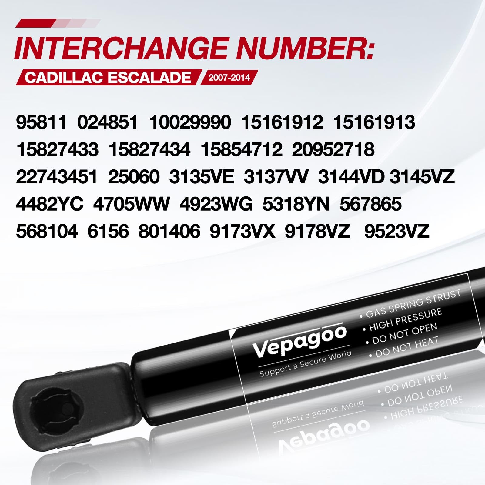Vepagoo 6156 Rear Hatch Liftgate Strut Fit For 2007-2014 Cadillac Escalade, 2007-2014 Chevrolet Suburban 1500 2500, 07-14 Chevro