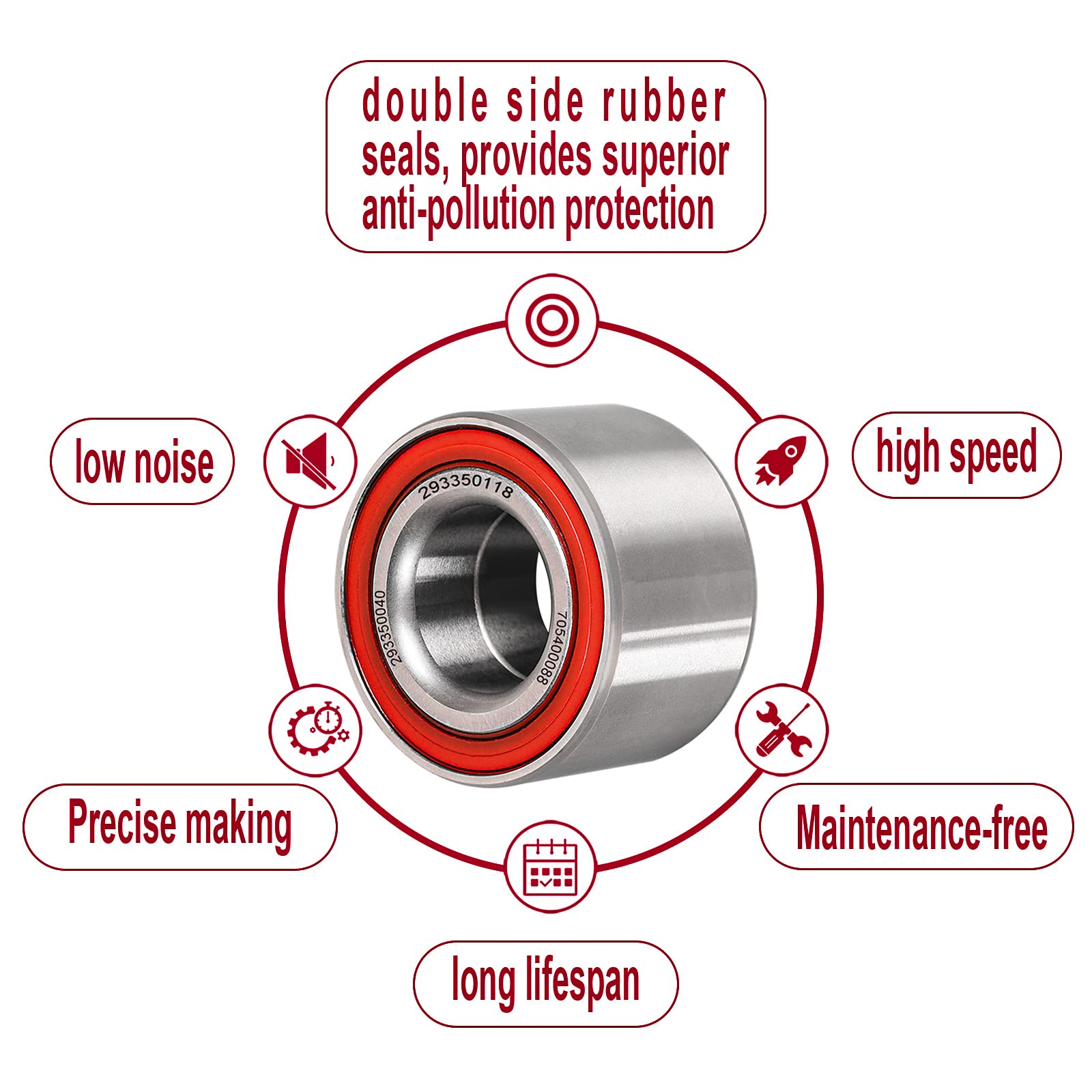 (4 Pack) Wheel Bearings Kit Compatible with Can-Am Defender/Commander/Maverick/Outlander/Renegade Replaces # 293350040, 70540008