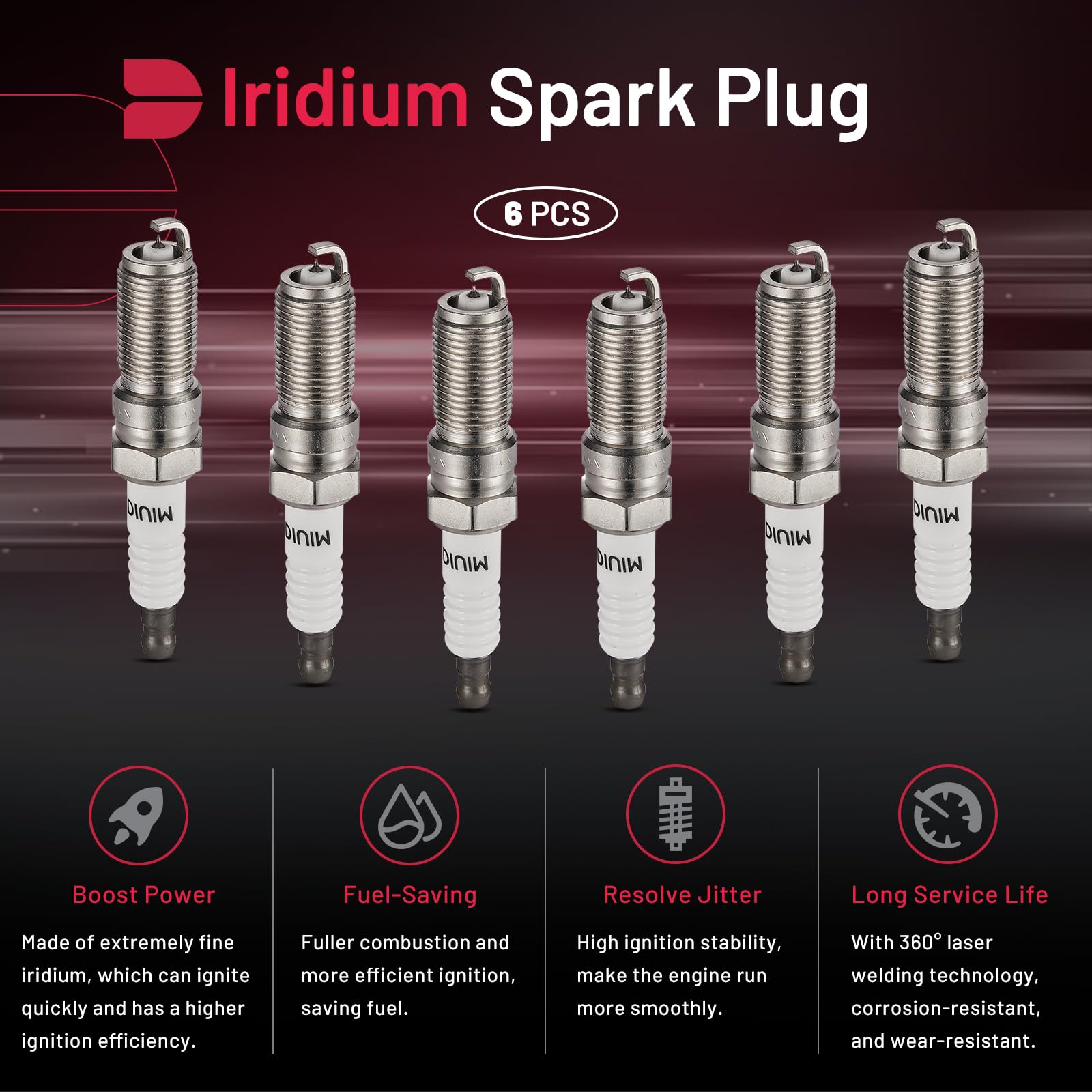 BDFHYK Set of 6 Iridium Spark Plug Compatible with Edge Fusion Taurus Taurus X Flex,Lincoln MKZ MKS MKT MKX,Mercury Sable,3.5L 3