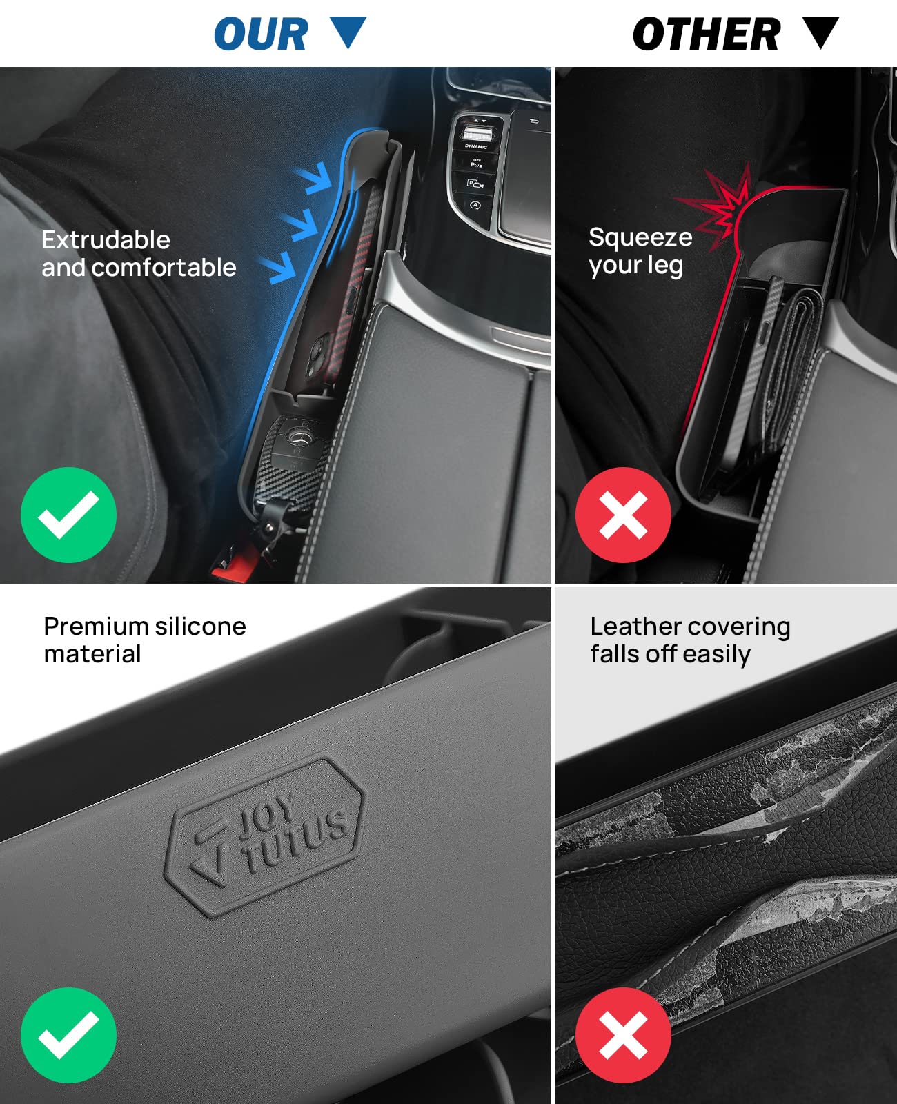 Joytutus 2 Pack Black Car Seat Gap Filler Organizer, Silicone Console Storage Box For Car Gap Organizer Filler Front Seat, Unive