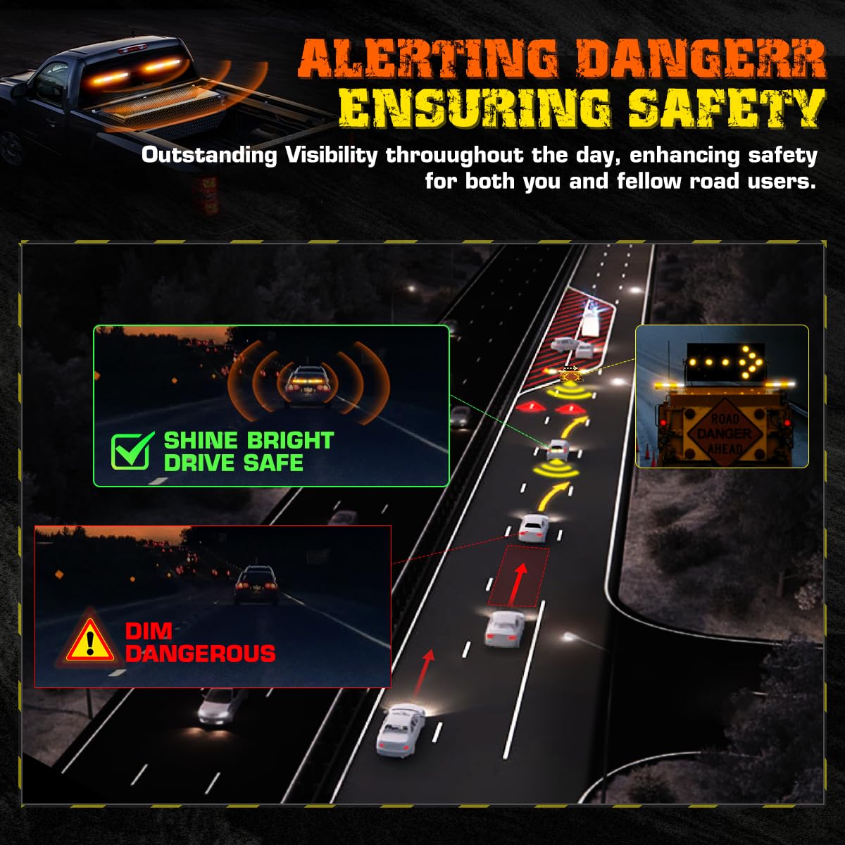 Lrter 2X17.7 Traffic Advisor Light Bar W/Digital Display Controller Windshield Led Emergency Strobe Visor Safety Warning Hazard