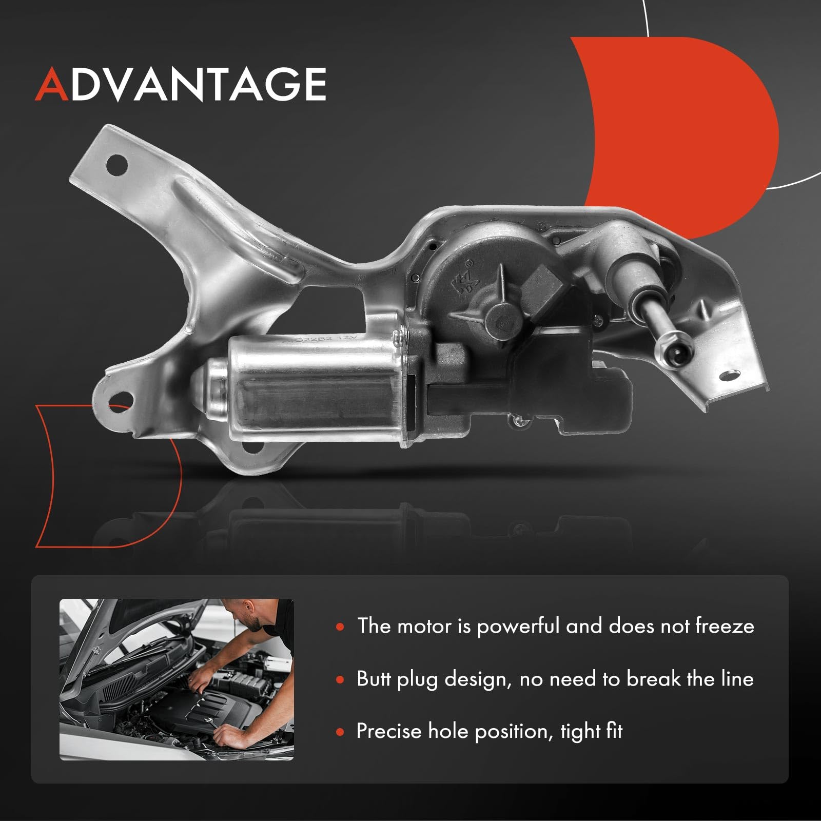 A-Premium Rear Windshield Wiper Motor Compatible with Honda Fit 2009 2010 2011 2012 2013 2014, L4 1.5L, Hatchback, 3-Pin, Replace# 76710TF0003