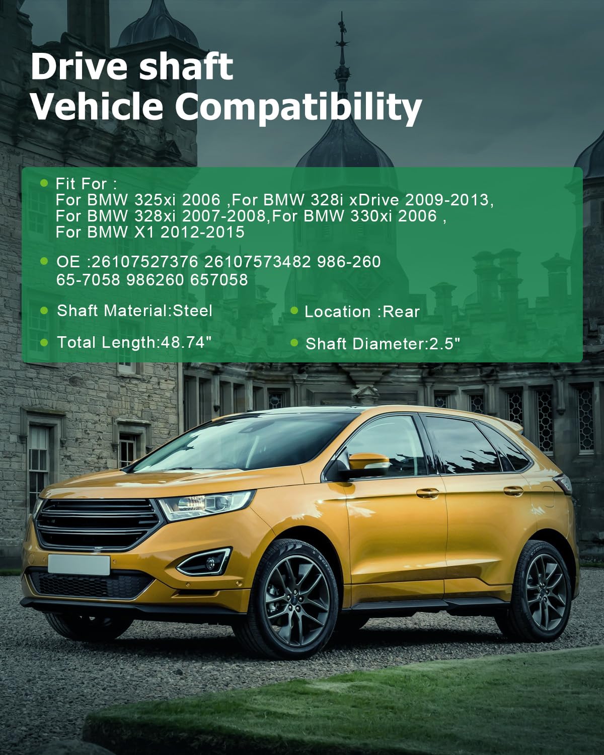 Scitoo?48.74''?Steel Rear Driveshaft Assembly Drive Shaft Prop Shaft Compatible For Bmw 325Xi/328I Xdrive/328Xi/330Xi/X1 2006-20