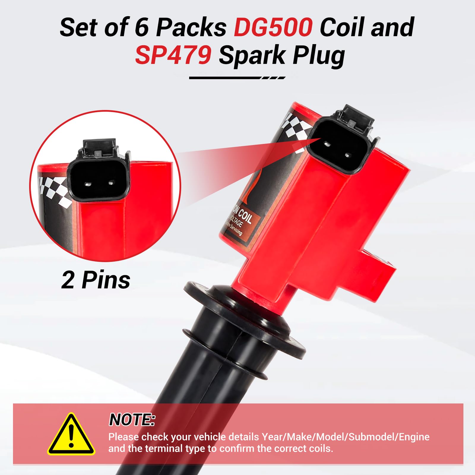 Carbole 6 Ignition Coil Packs Dg500 Fd502 And Spark Plugs Sp493, Replacement For Ford Escape Freestyles Taurus, Mercury Mariner