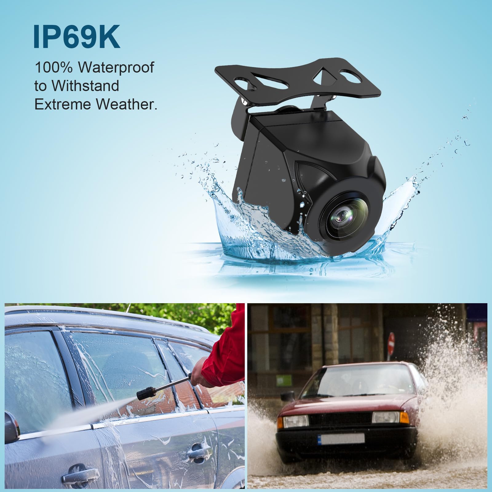 Car Backup Camera, 170 Degree Wide Angle Rear View Camera, Hd Night Vision Reverse Camera, Ip69K Waterproof License Plate Backup