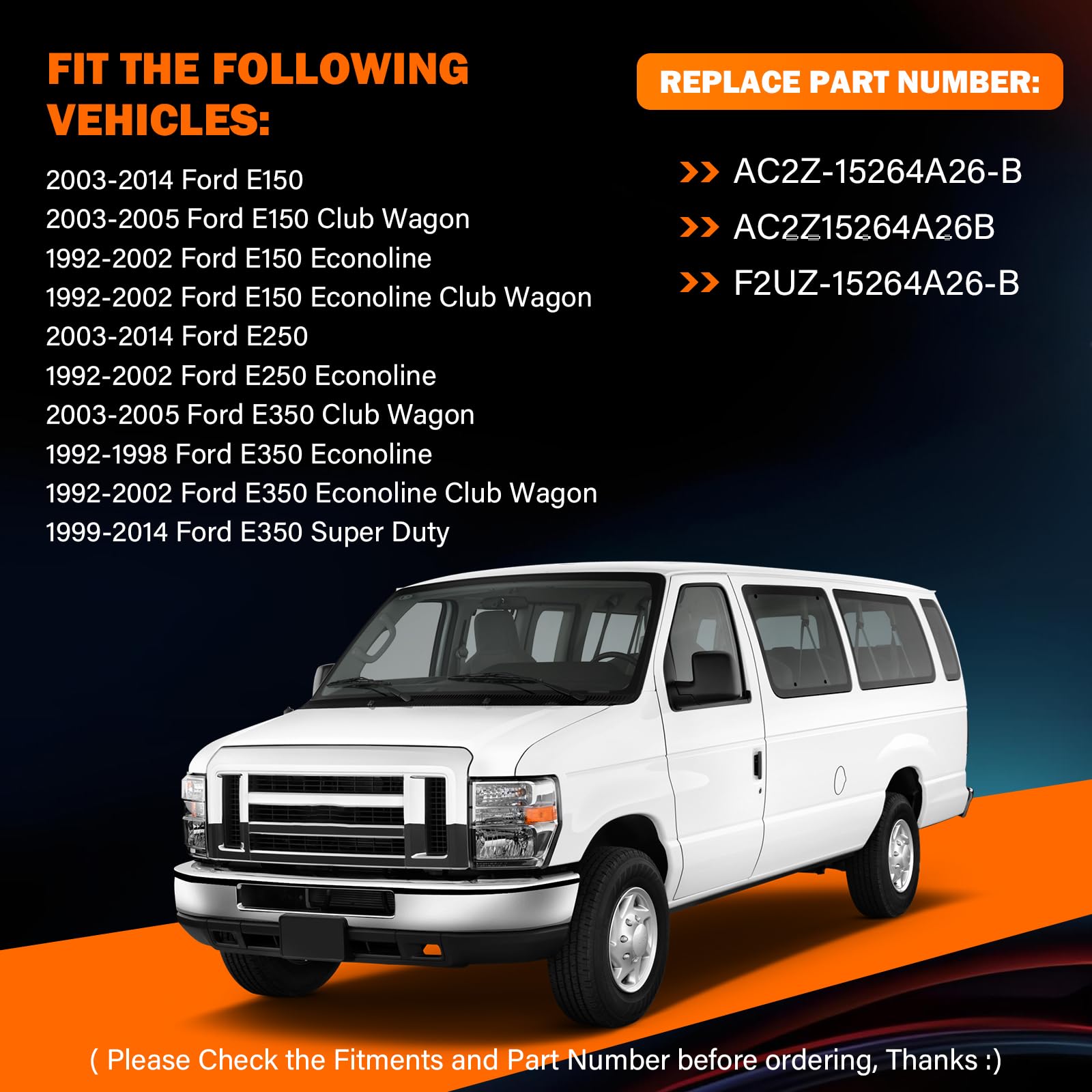 Side Door Latch Cable Compatible With 1992-2014 Ford E150 E250 E350 Econoline Van Right Passenger Side Rear Door Upper Latch And