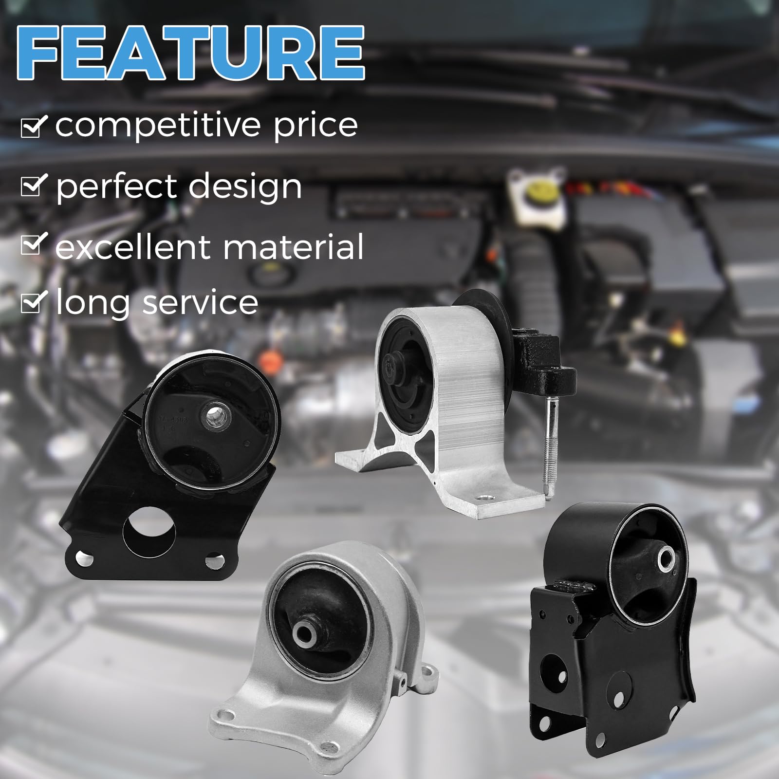 Rp Remarkable Power, G050 Fit For 2002-2006 Altima 2.5L Transmission Engine Motor Mount Set At Trans A7340 A7341 A7343 A7342 Fro