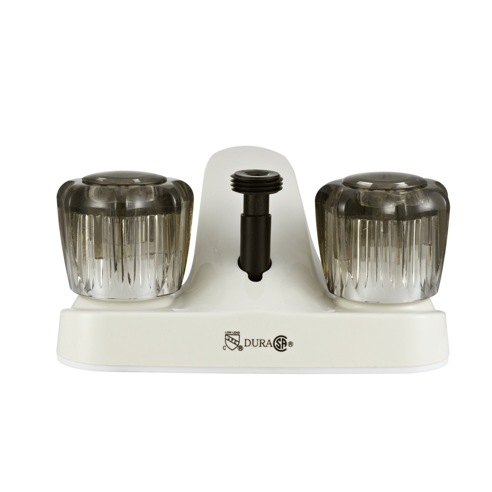 Dura Faucet Df-Pl720S-Bq Rv Bathroom Faucet With Smoked Acrylic Knobs And Shower Hose Diverter (Bisque Parchment)