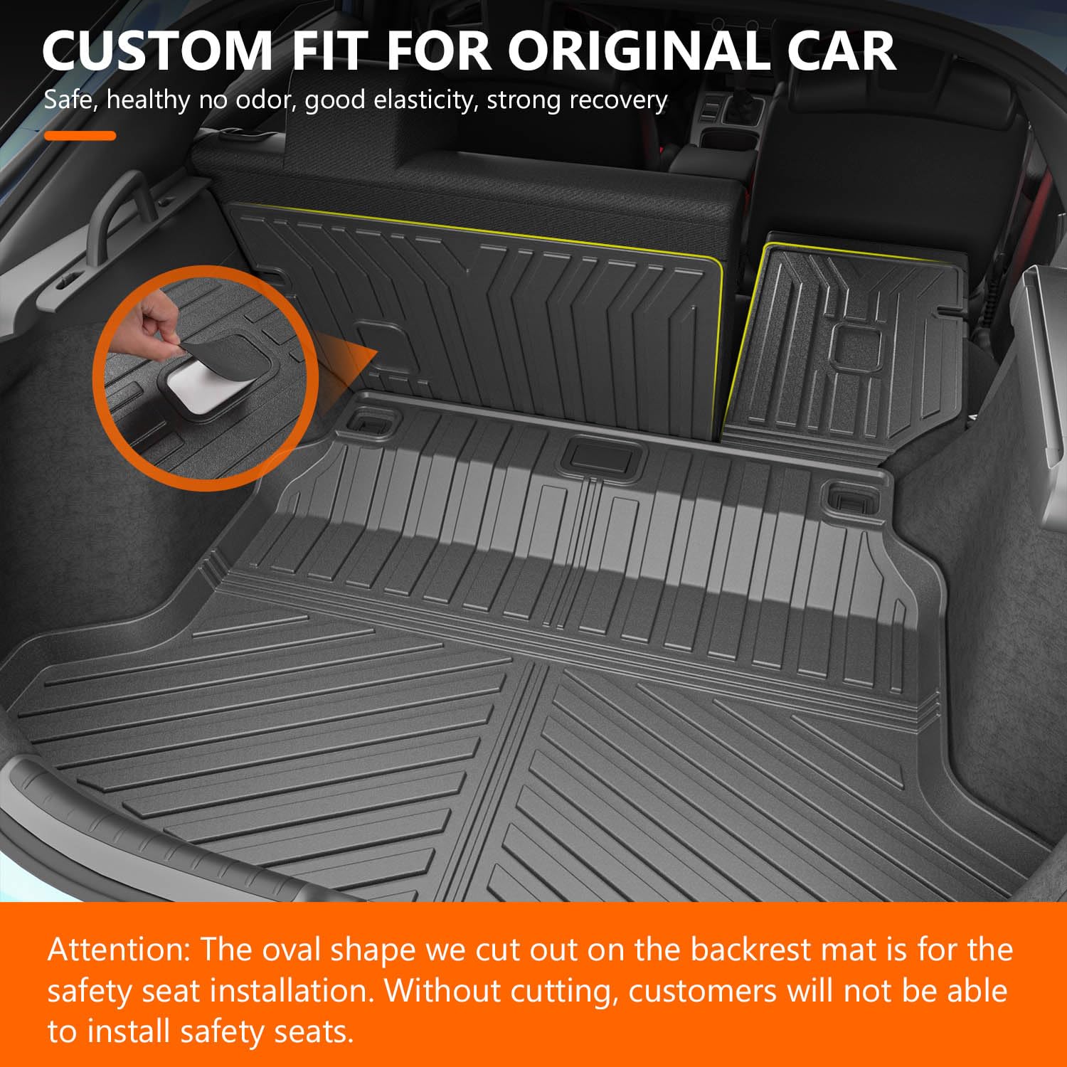 Powoq Trunk Mat Compatible With 2022-2024 2025 Honda Civic Hatchback Backrest Mat Tpe Cargo Liner Replacement For 2022-2025 Hond