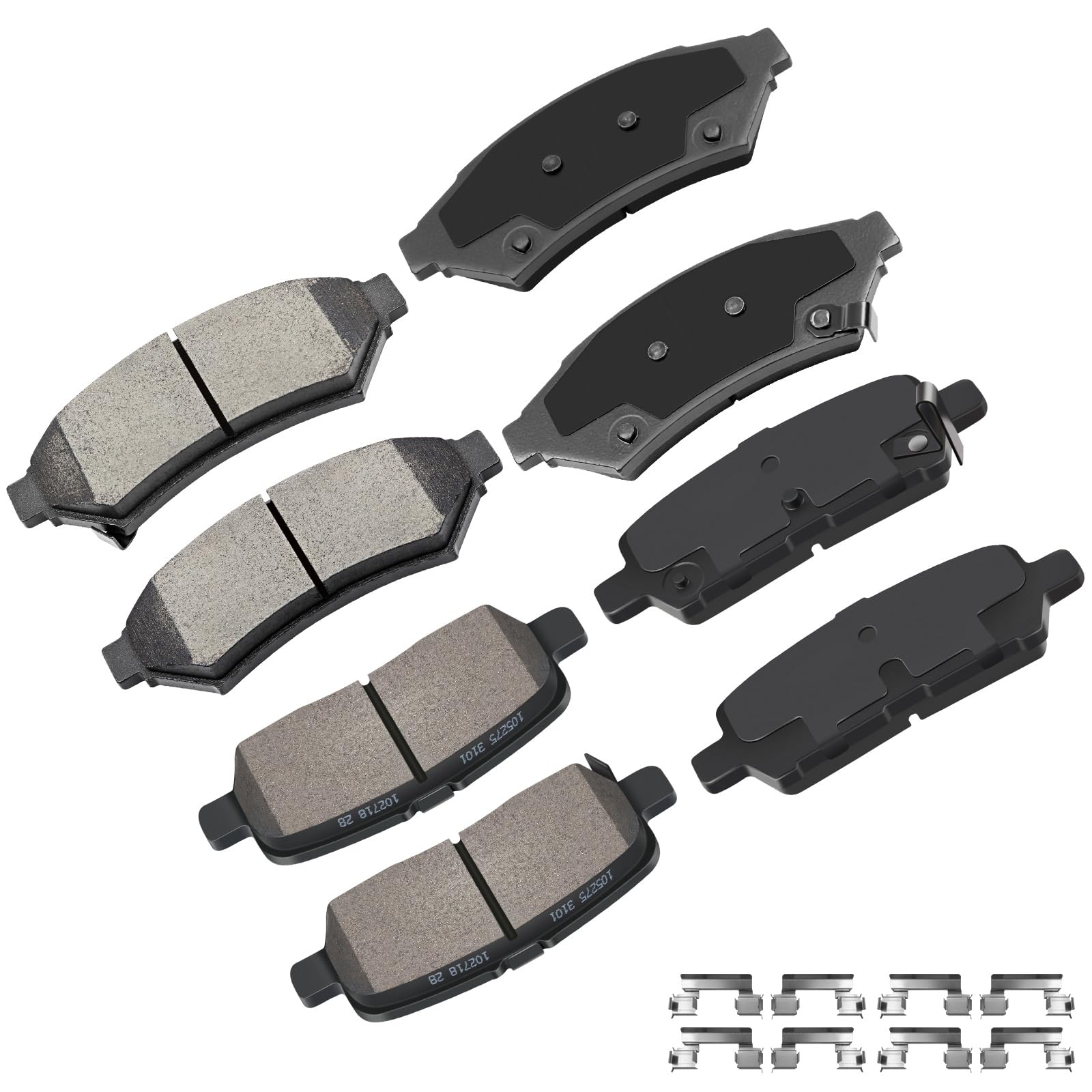 Cciyu D1075 D999 Front Rear Ceramic Brake Pads Kits 8Pcs Fit For 2005-2009 For Buick Allure,2005-2009 For Buick Lacrosse,2004-20