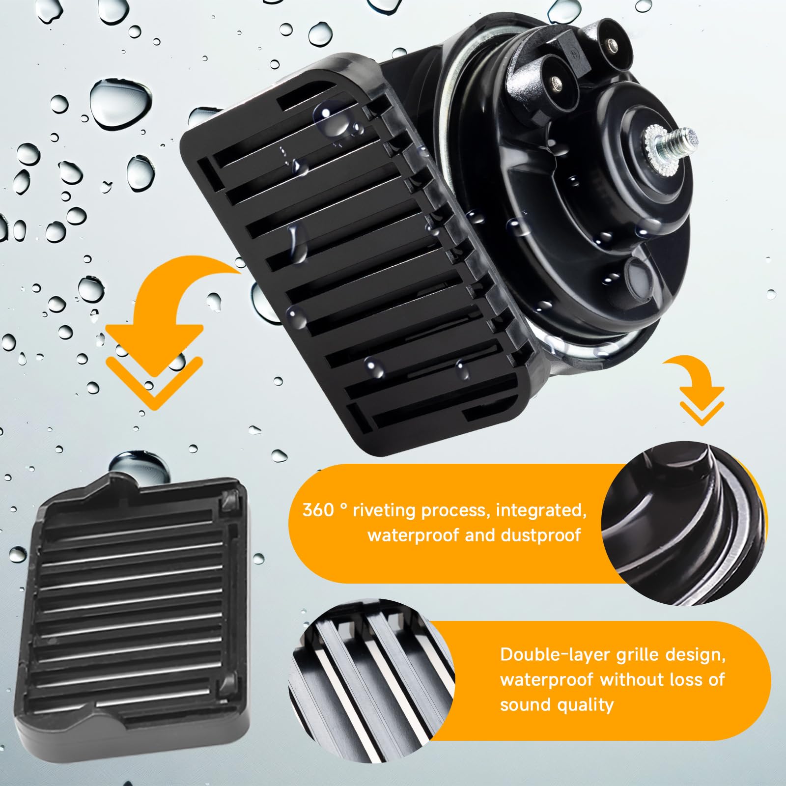 Farbin Loud Horn Compatible With Bmw 12V Car Horn Loud Dual-Tone Electric Snail Horns Waterproof Special Interface