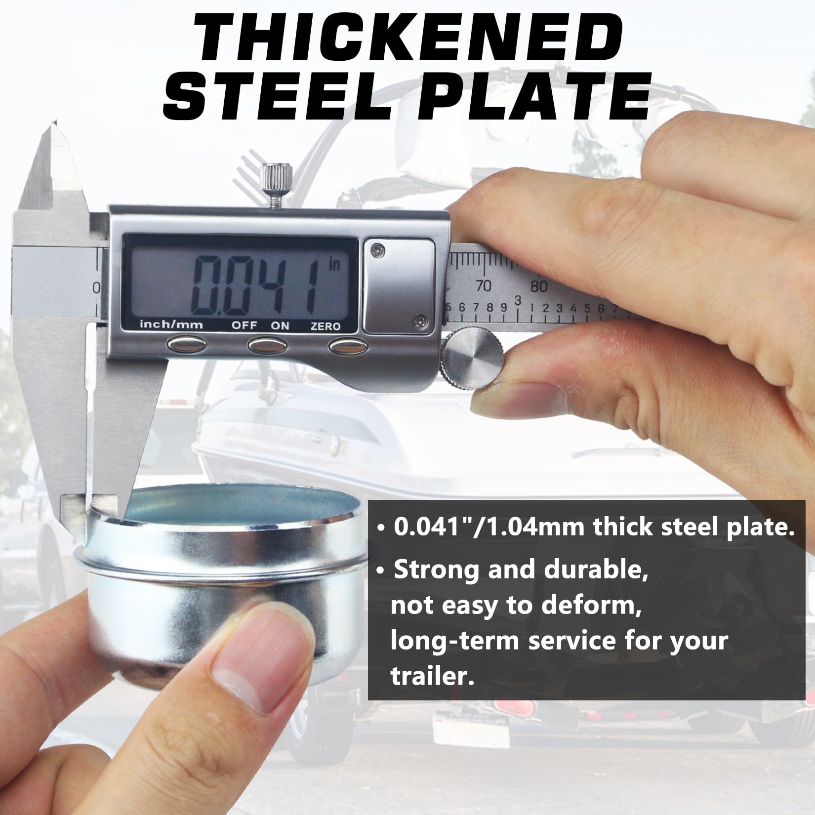 Grepspud 2Pcs 1.98'' Trailer Axle Dust Caps, Trailer Hub Bearing Dust Cap Cup Wheel Center Grease Cover Caps For 2000-3500 Lbs B