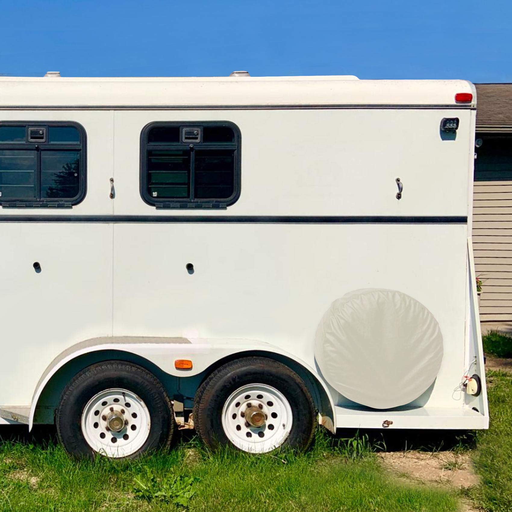 Explore Land Tough Spare Tire Cover Universal Fit Trailer, Rv, Suv, Truck (Fits Tire Diameters 28''-29.75'', Off-White)