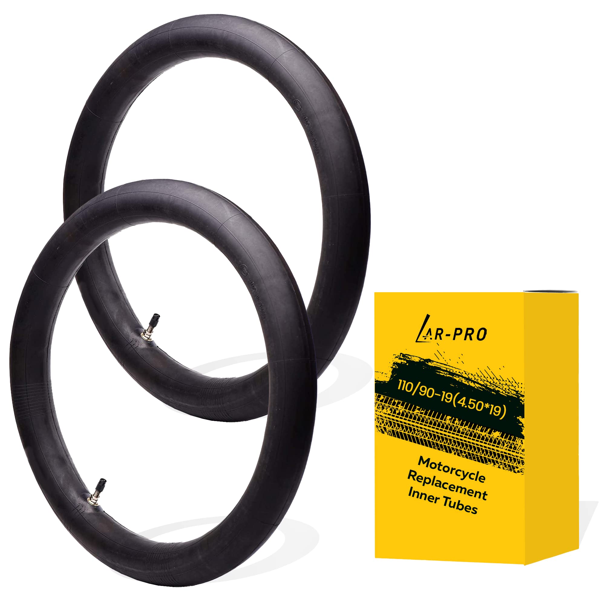 (2-Pack) 110/90-19 (4.50 X 19) - 120/90-19 Motorcycle Inner Tubes - 19'' Dirt Bike Natural Rubber Tubes - Pinch And Puncture-Res