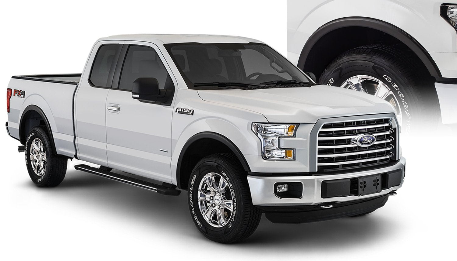 Bushwacker Oe Style Factory Front & Rear Fender Flares | 4-Piece Set, Black, Smooth Finish | 20937-02 | Fits 2015-2017 Ford F-15