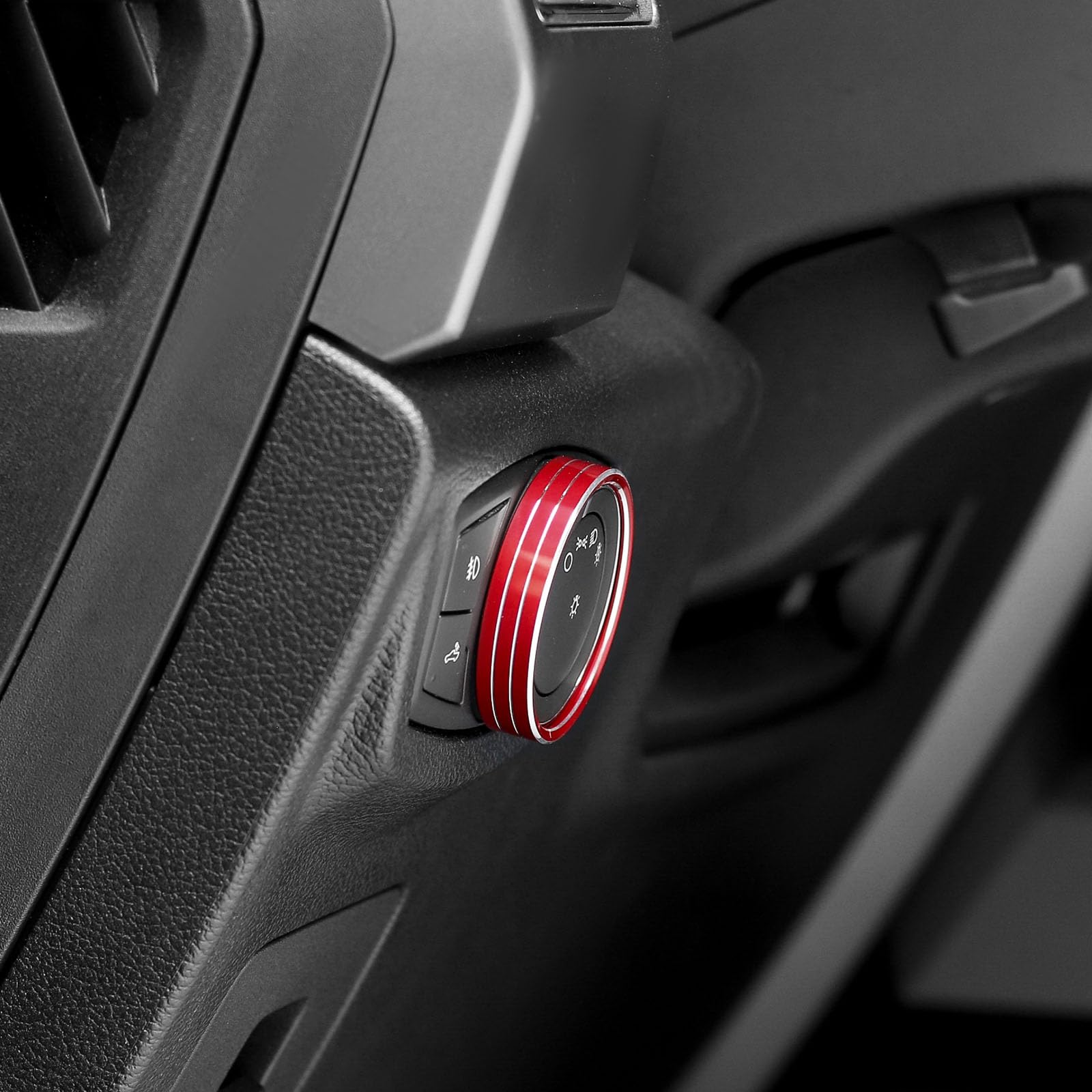 Rt-Tcz For F150 Headlight Switch Knob Ring Trim Cover For Ford F150 Mustang 2015-2020 Red Interior Accessories