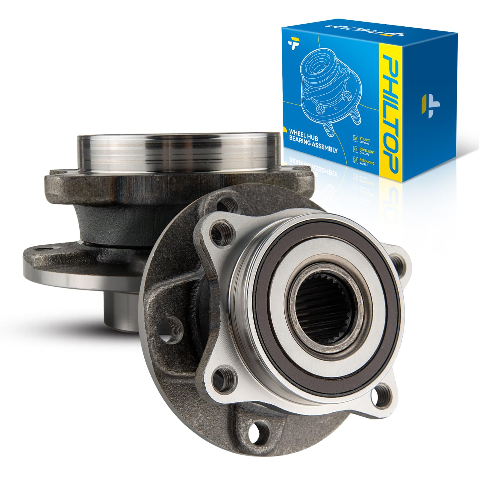 PHILTOP Front 513348 Wheel Hub Bearing for 2015-2017 Chrysler 200, 2013-2016 Dodge Dart, w/ABS, 5 Lugs, 2 PCS