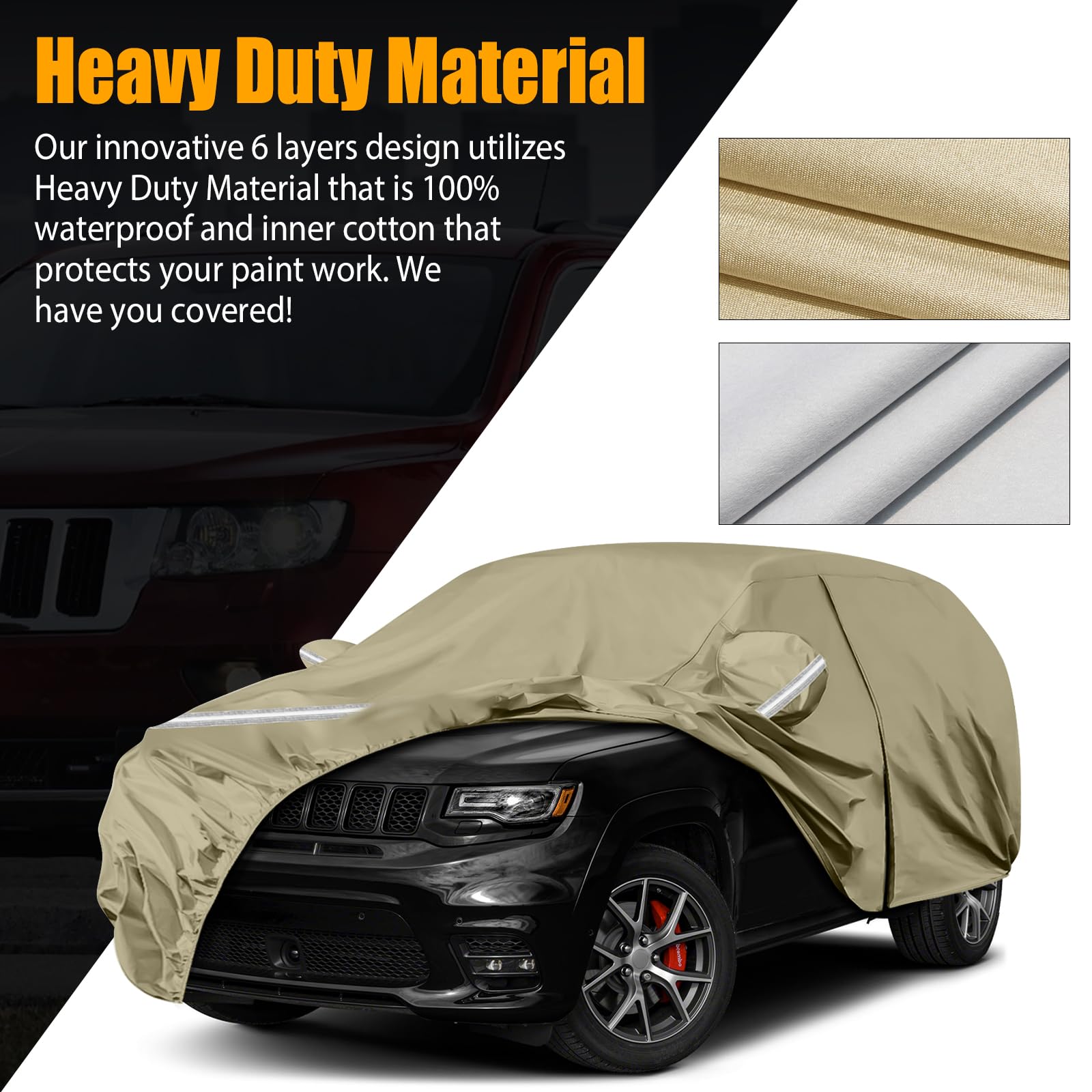 Waterproof Car Covers Replace for 2011-2025 Jeep Grand Cherokee, Multilayer Heavy Duty with Cotton Liner All Weather Car Cover w