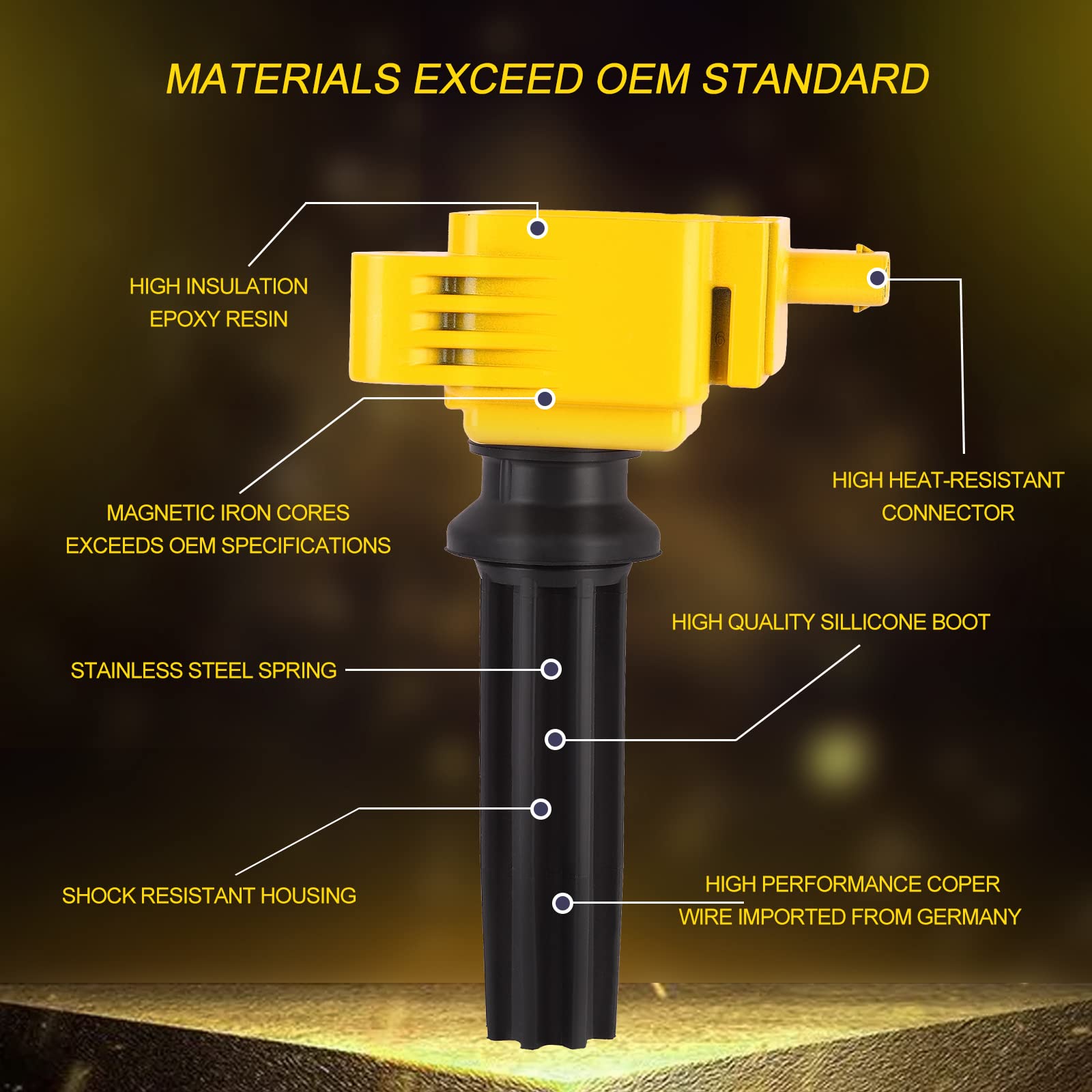 Partselect 4Pcs Ignition Coil Pack Uf670 Dg546 5C1873 Replacement For Lincoln Mkz Ford Focus Edge Mustang Fusion Explorer Taurus