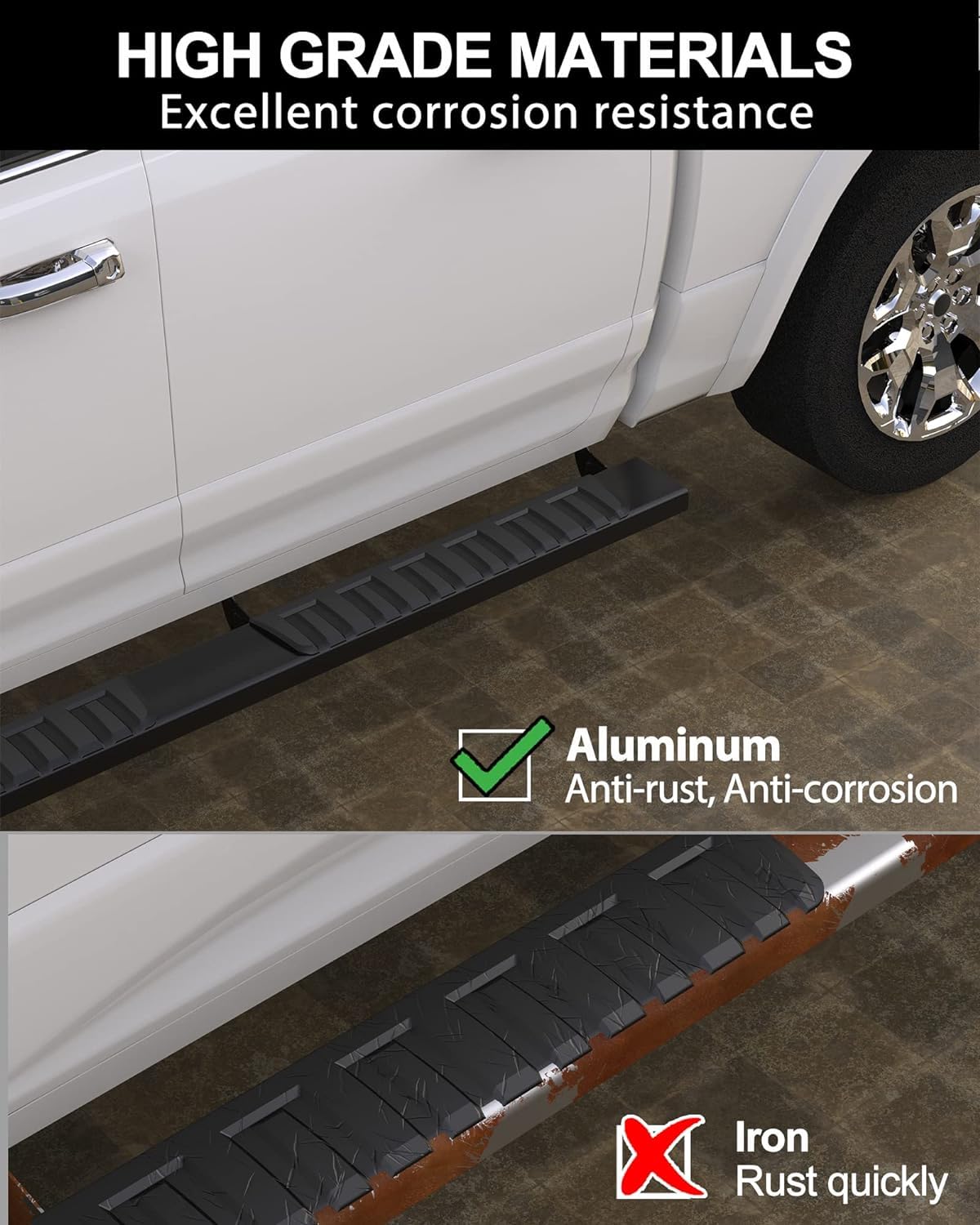 KYBOLT Running Boards Compatible with 2019 2020 2021 2022 2023 2024 Dodge Ram 1500 Quad Cab(New Body Only),Aluminum Side Steps f