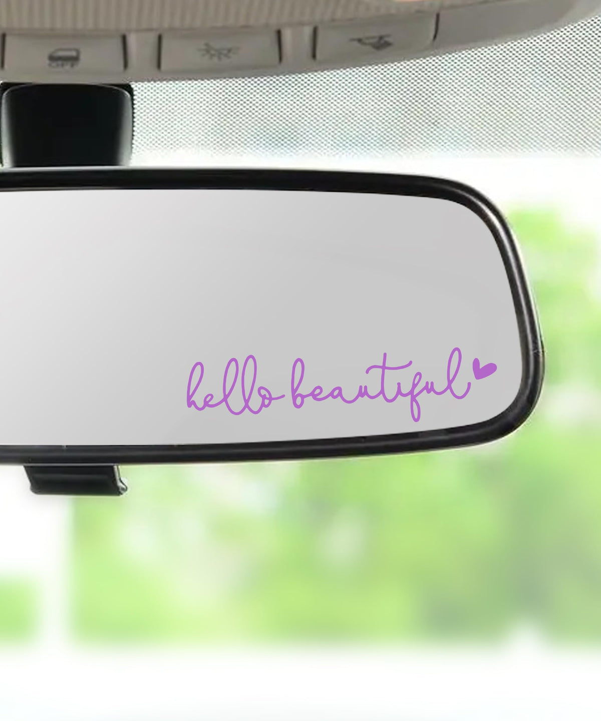 RACOONA Rearview Mirror Decal,Hello Beautiful Decal,Car Accessories Stickers Rearview Mirror Sticker (Purple)