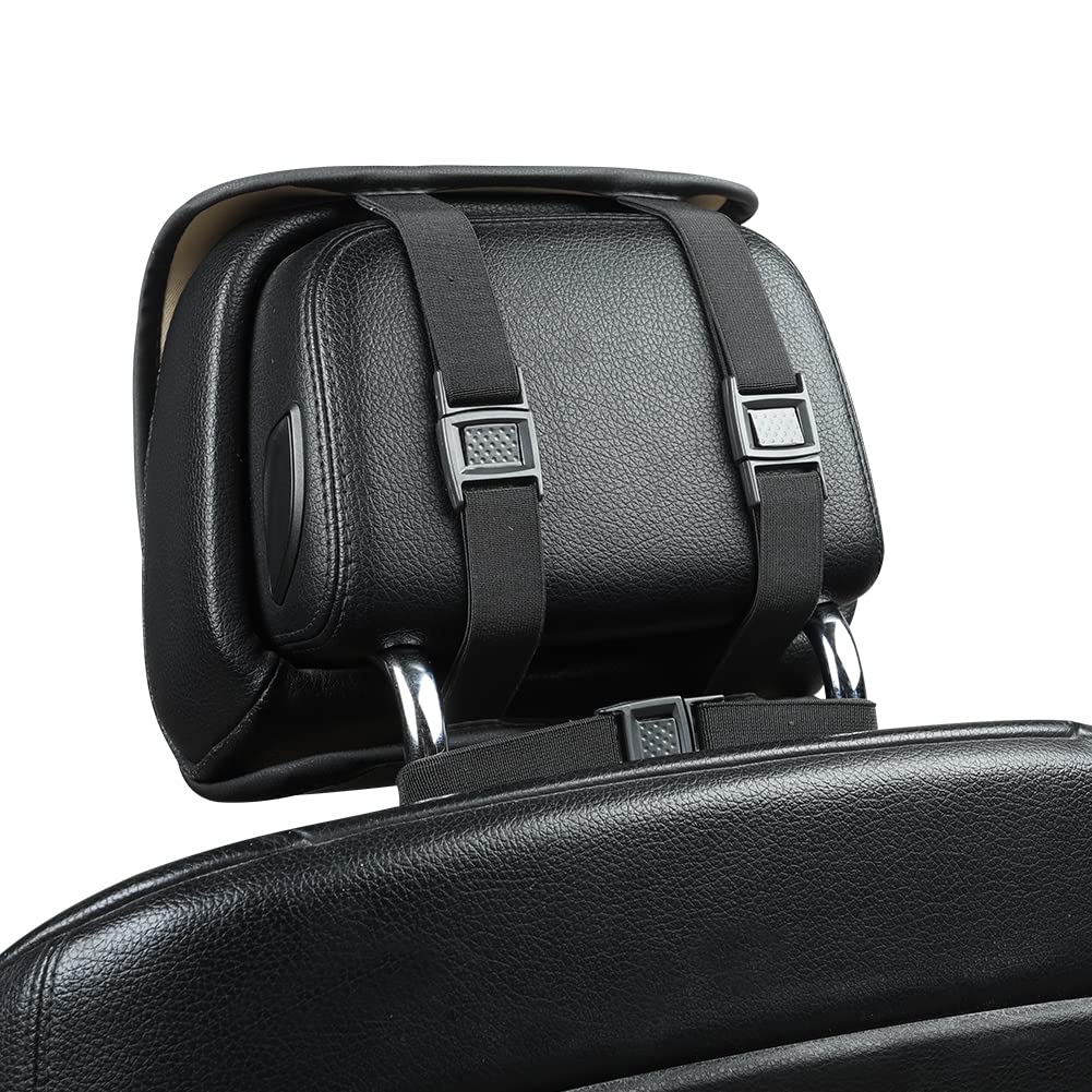 Edealyn 1Pcs Luxury Car Seat Backrest Protector Cover Car Interior Pu Leather Car Seat Cover Universal Anti-Slip Seat Cover (Black Backrest)