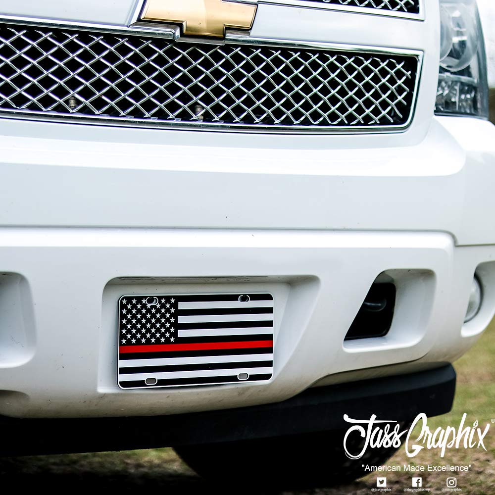 Jass Graphix Thin Red Line License Plate For Firefighter Heavy Duty Tactical Patriot Usa Car Tag